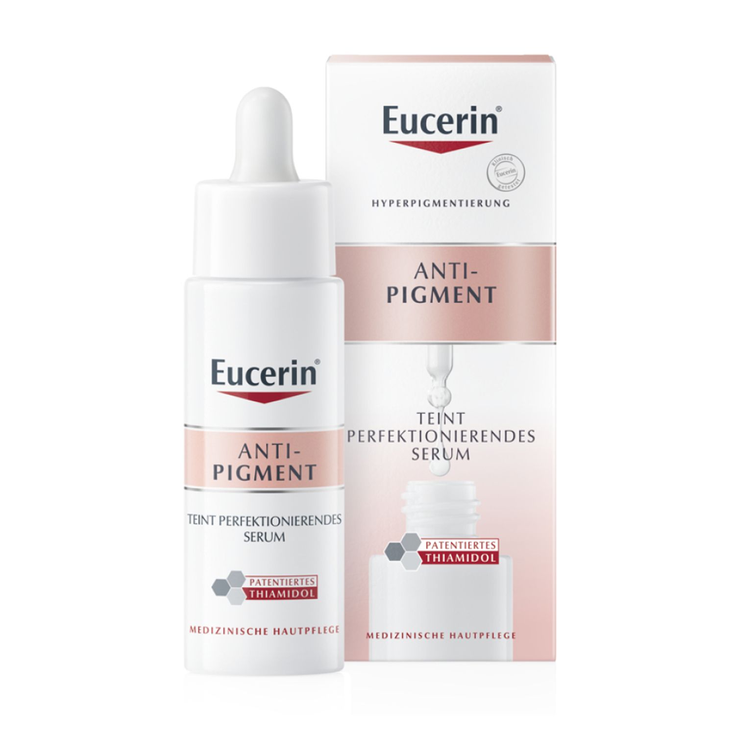 Eucerin® Anti-Pigment Serum mit Thiamidol® und Hyaluronsäure, Teint perfektionierend gegen Pigmentflecken  + Zusatzbeigabe: Eucerin DermatoCLEAN Mizellen-Reinigungsfluid 100ml