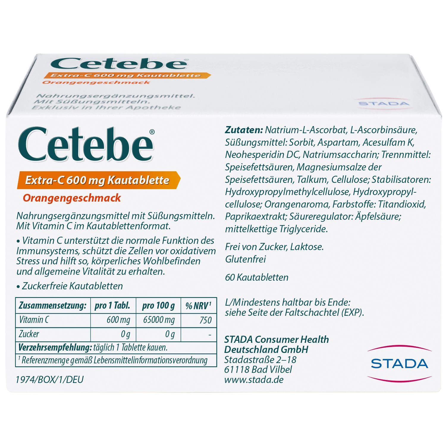 Cetebe Extra-C 600 mg Kautabletten