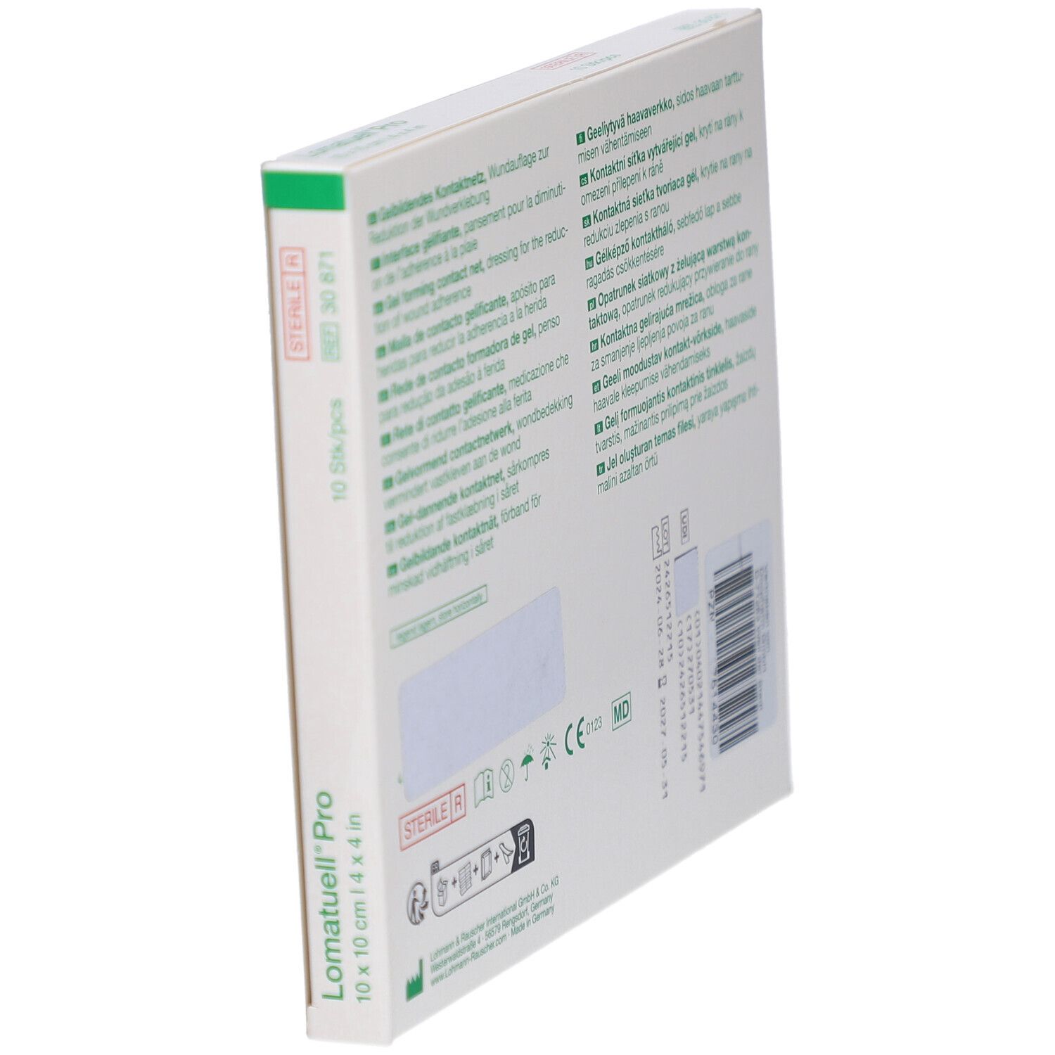Verpackung für Lomatuell Pro Kontaktnetz, 10x10 cm, 10 Stück.