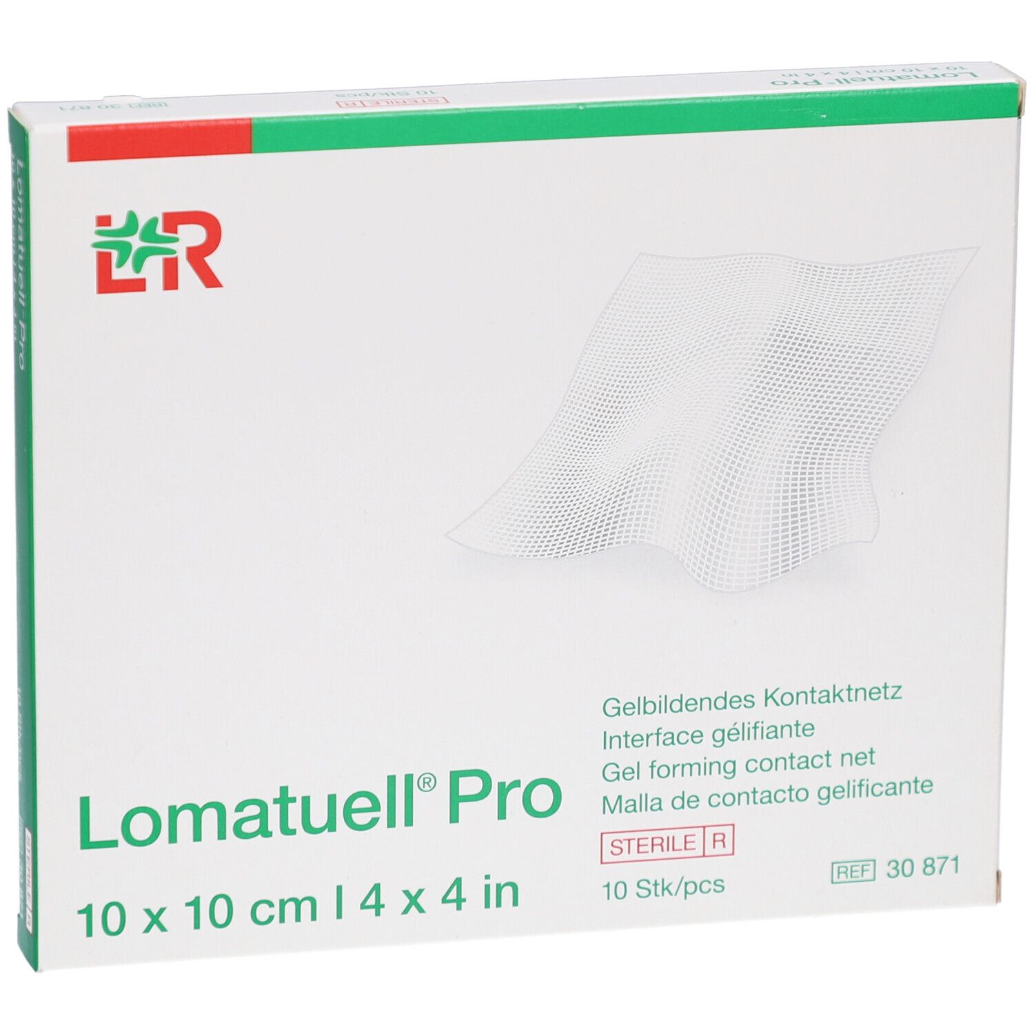 Verpackung für Lomatuell Pro Kontaktnetz, 10x10 cm, 10 Stück.