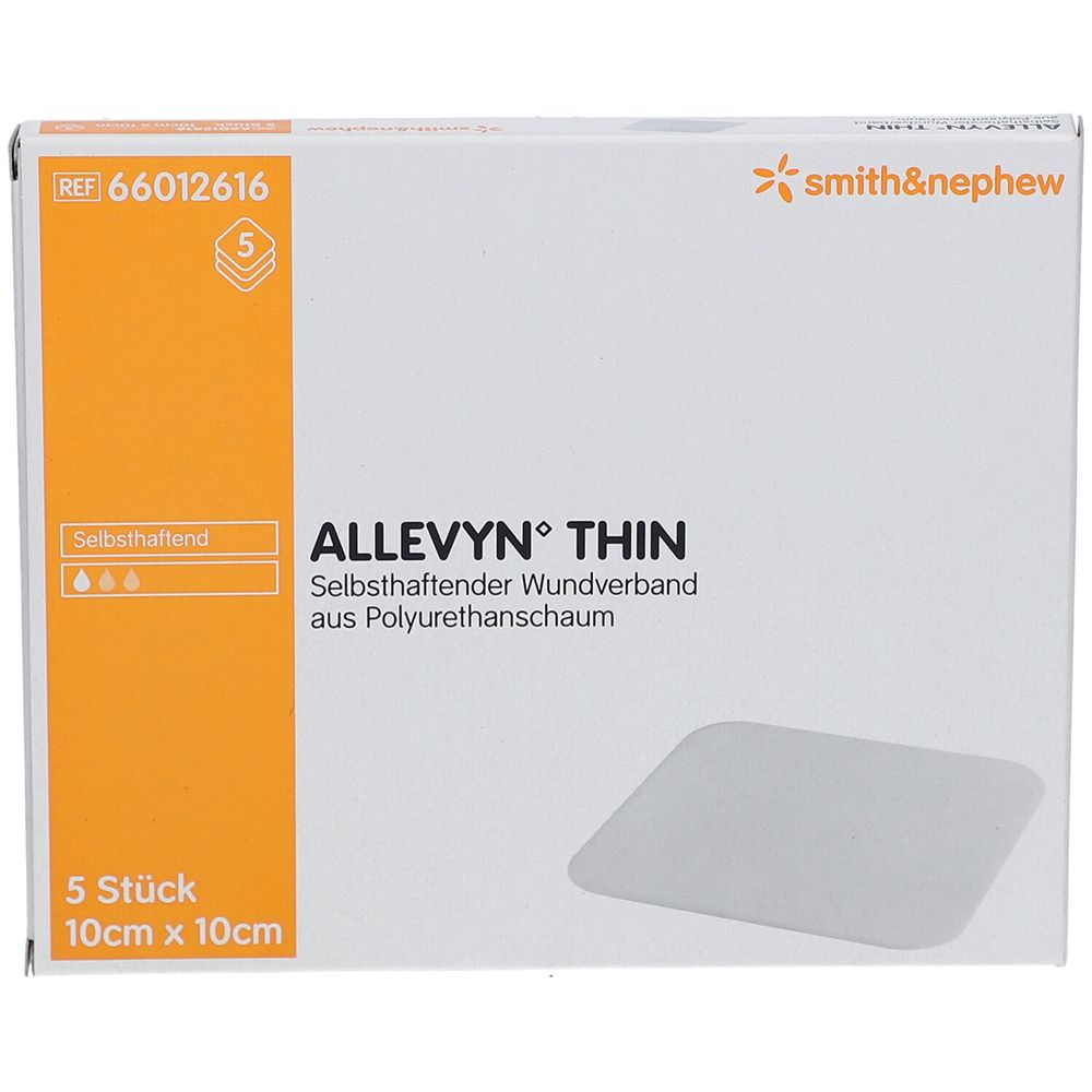 Allevyn Thin 10x10 cm dünne Wundauflage 5 St Verband
