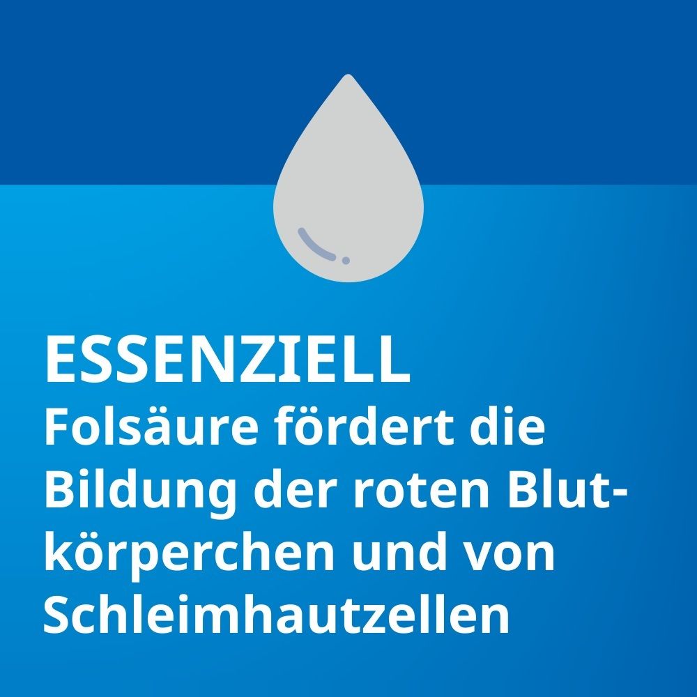 Symbol einer Blutkörperchenbildung. Folsäure fördert die Bildung roter Blutkörperchen.