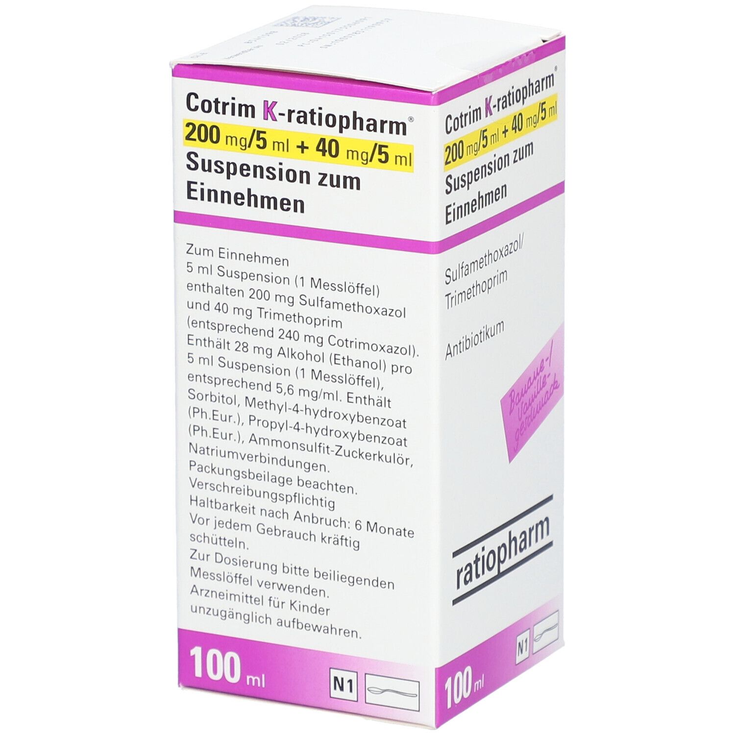 Cotrim K-ratiopharm 200mg/5ml + 40mg/5ml Susp.z.E. 100 ml Suspension zum Einnehmen