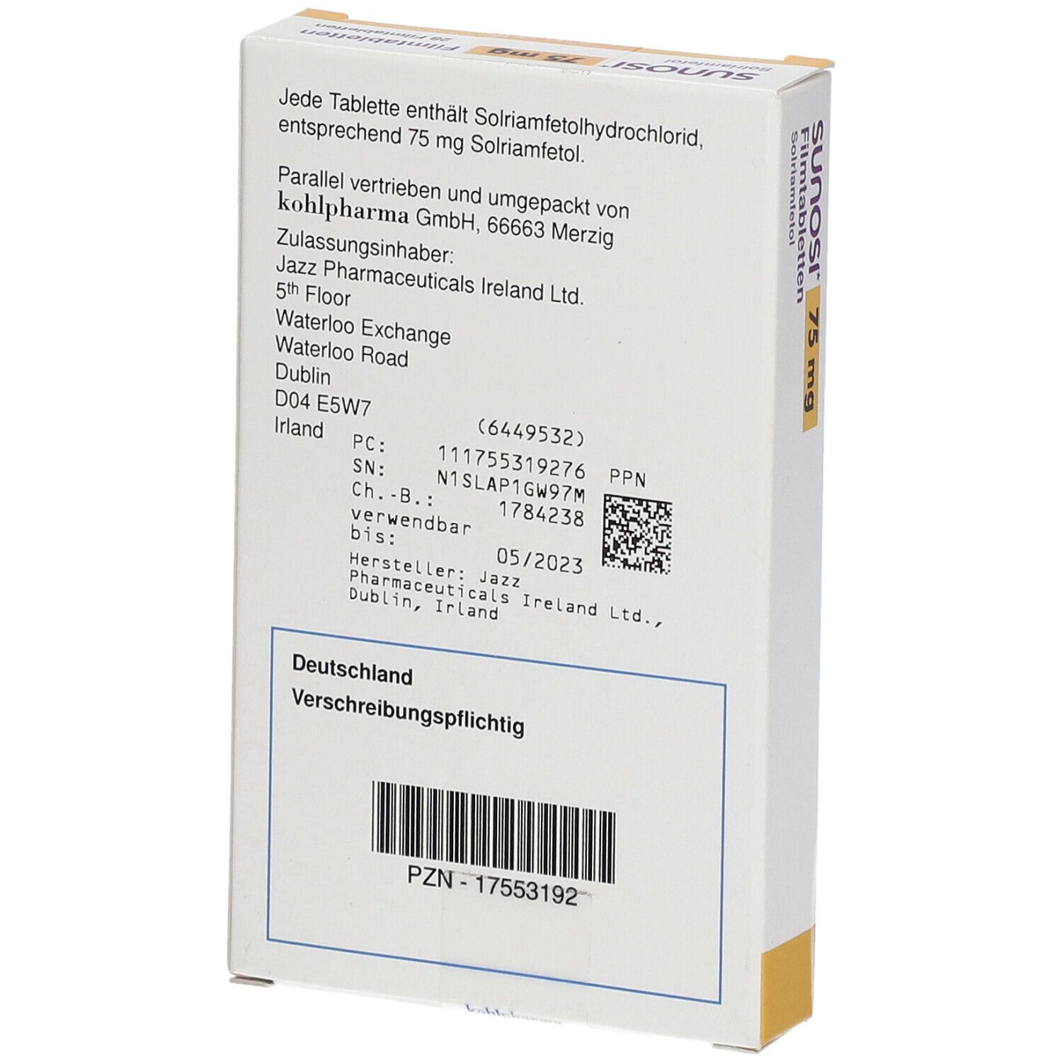 SUNOSI 75 mg Filmtabletten