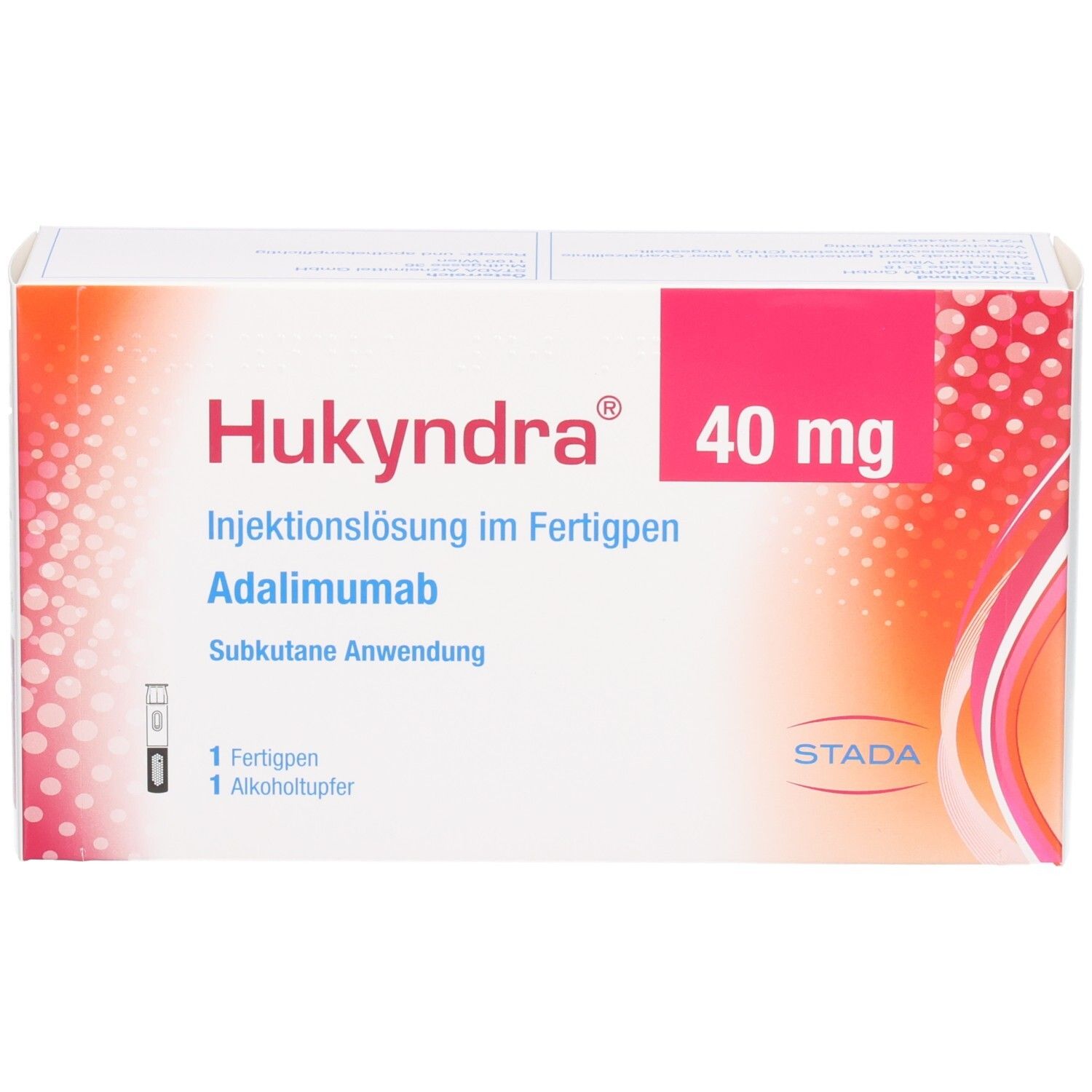 Hukyndra 40 mg Injektionslösung im Fertigpen, Adalimumab, subkutane Anwendung.