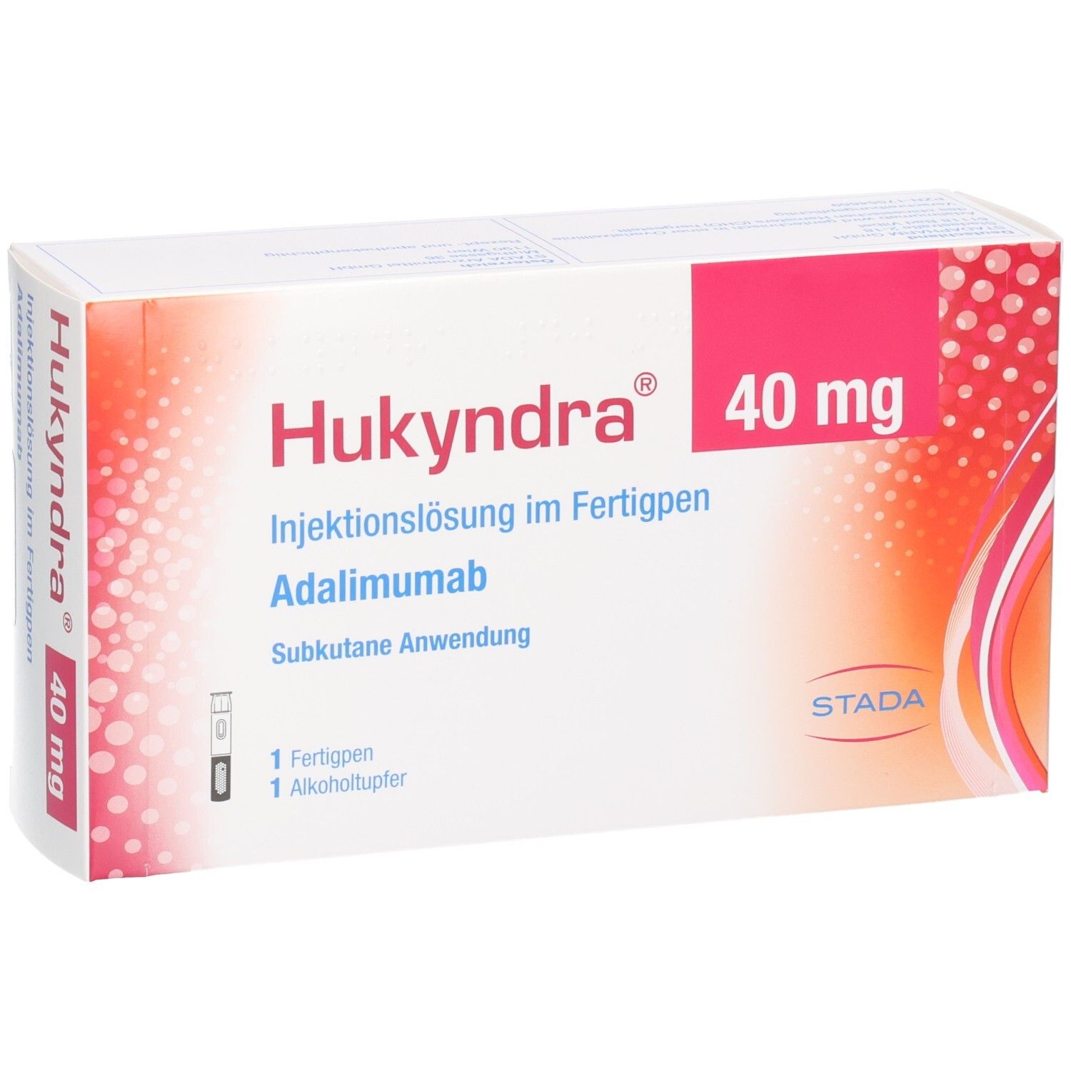 Hukyndra 40 mg Injektionslösung im Fertigpen, Adalimumab, subkutane Anwendung.