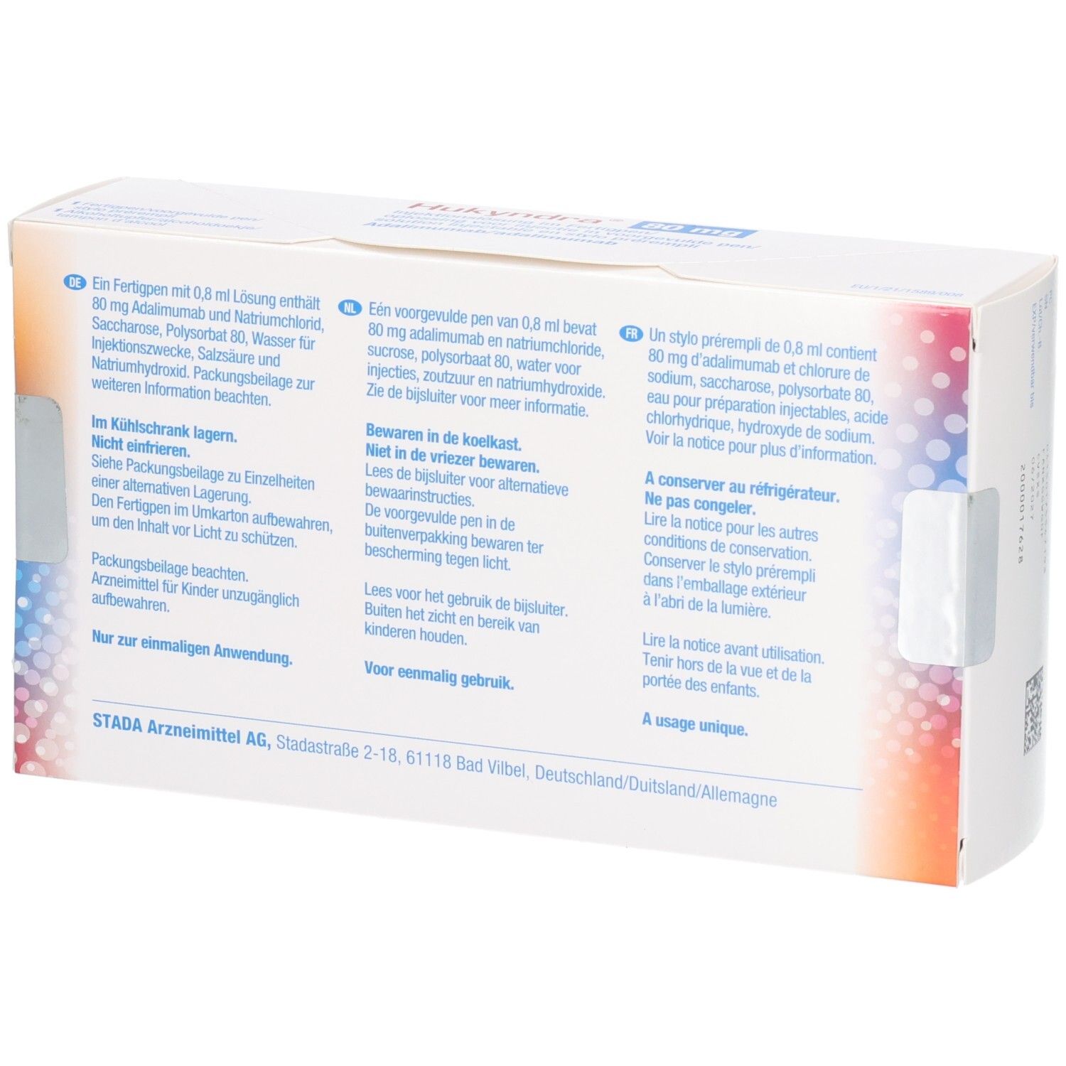 Hukydra 80 mg Injektionslösung im Fertigpen. Adalimumab/adalimumab. Subkutane Anwendung. 1 Fertigpen, 1 Alkoholtupfer.