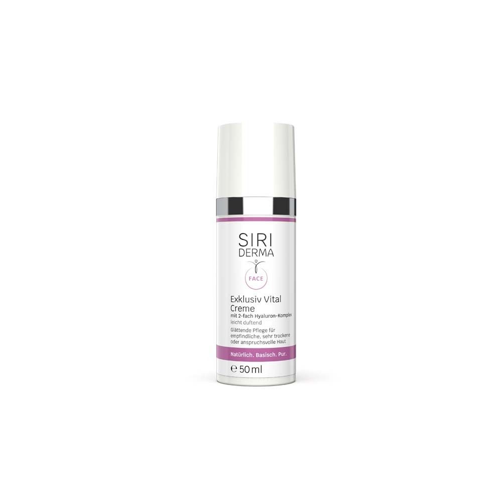 SIRIDERMA Exklusiv Vital Creme, Flasche. Mit 2-fach Hyaluron-Komplex. Leicht duftend. 50ml.