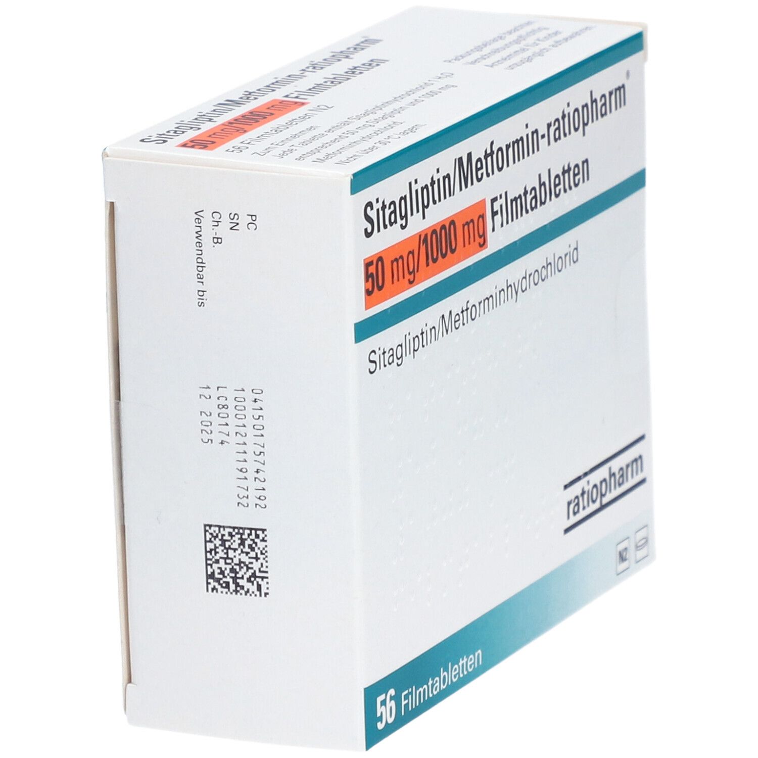 SITAGLIPTIN/Metformin-ratiopharm 50mg/1000mg FTA 56 St Filmtabletten