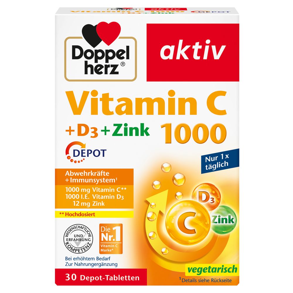 Doppelherz® Vitamin C 1000 + D3 + Zink Depot