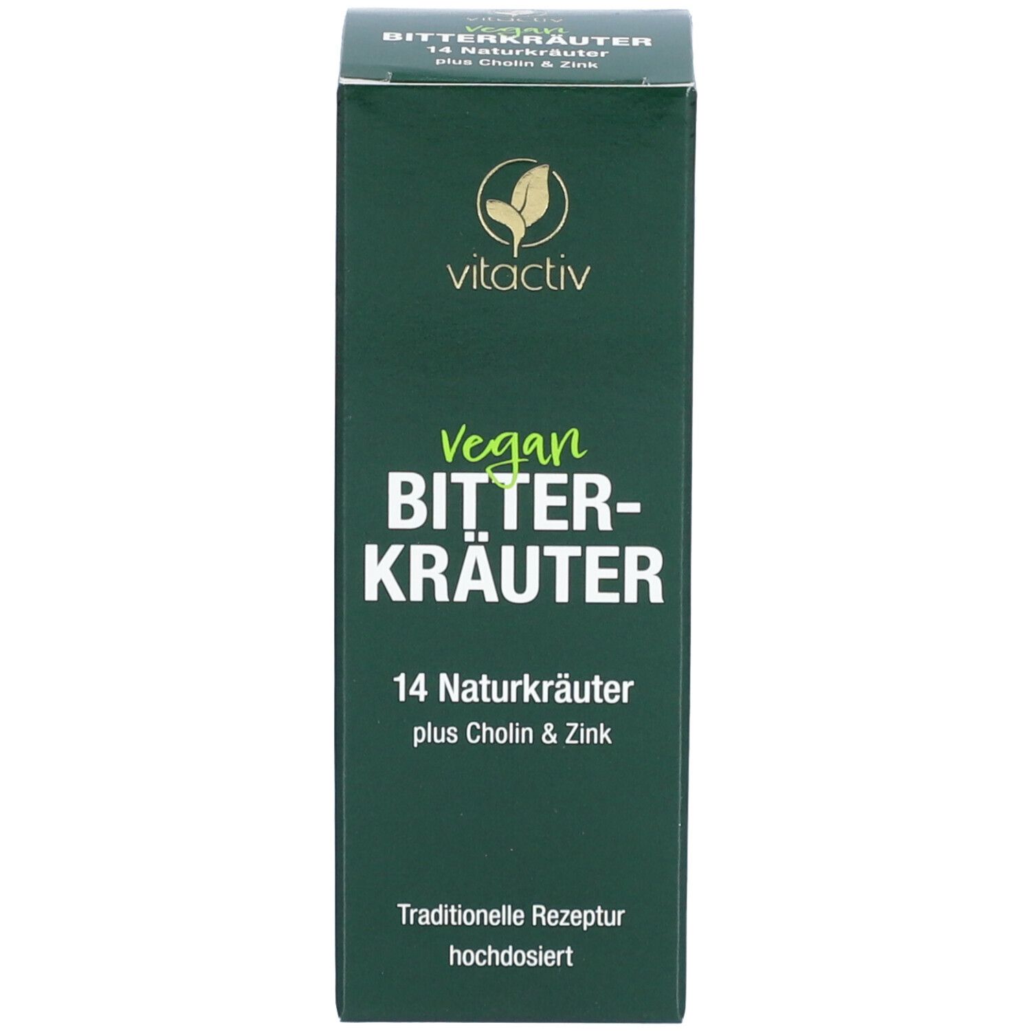 Produktverpackung mit Text und Logo. Grüne Etiketten mit Produktnamen und Logo.