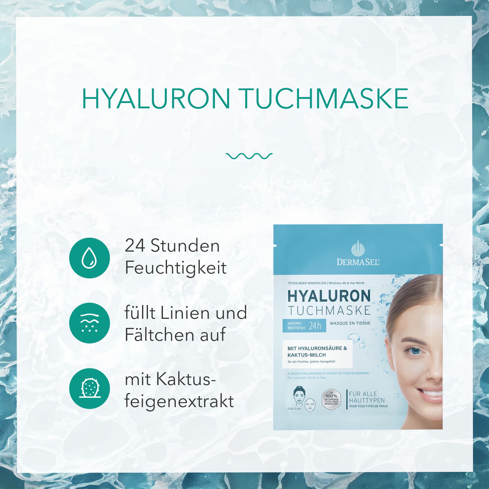 DERMASEL® Tote Meer Hyaluron Tuchmaske