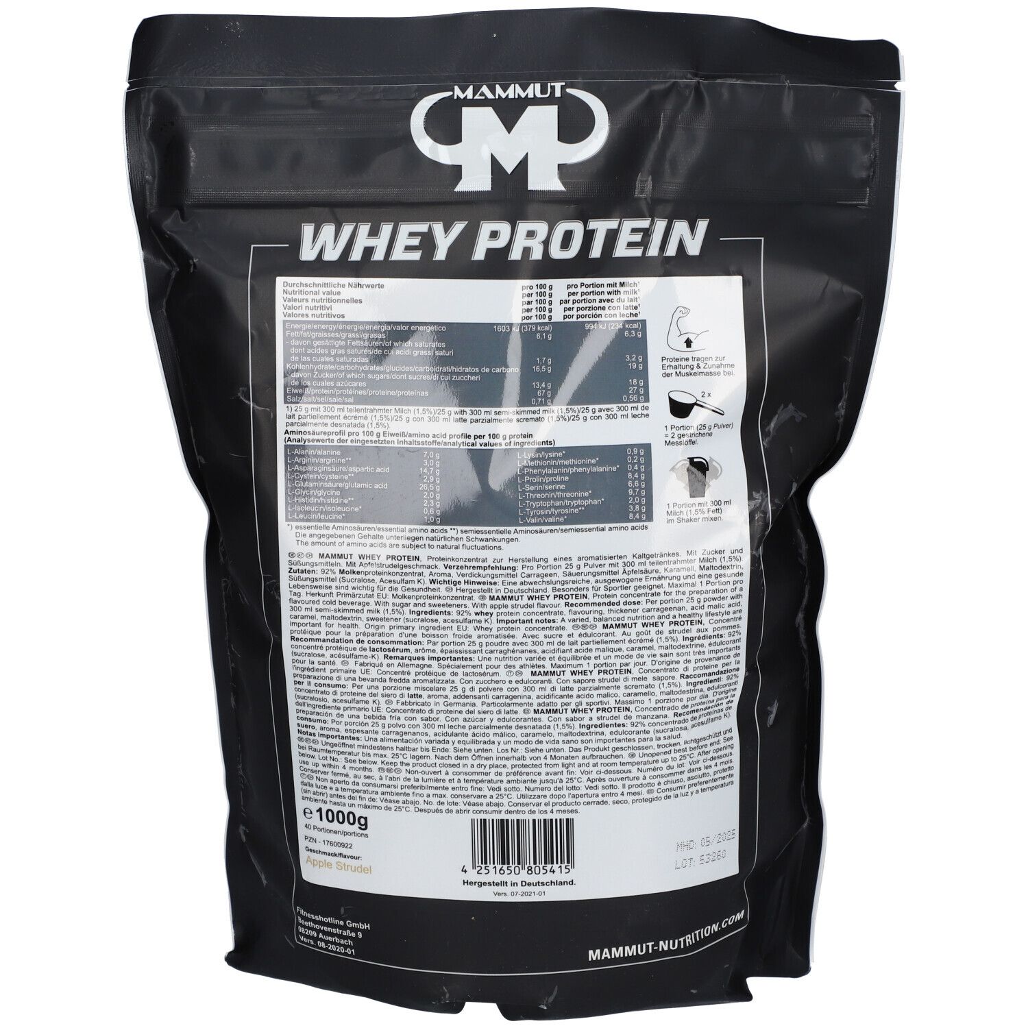 MM Whey Protein Apple Strudel Pulver 1000 g