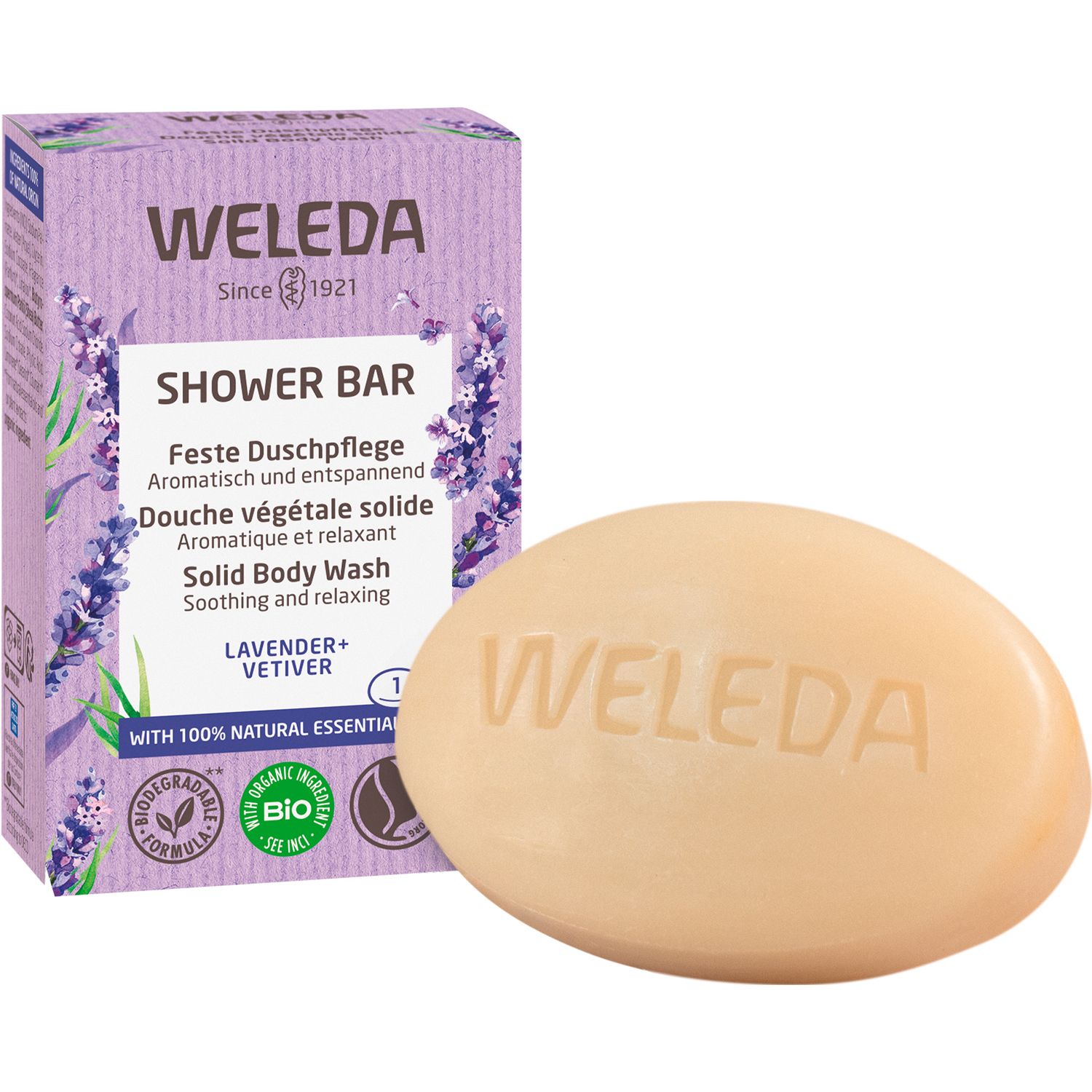 Weleda Feste Duschpflege Lavender + Vetiver - aromatischer, entspannender Duft