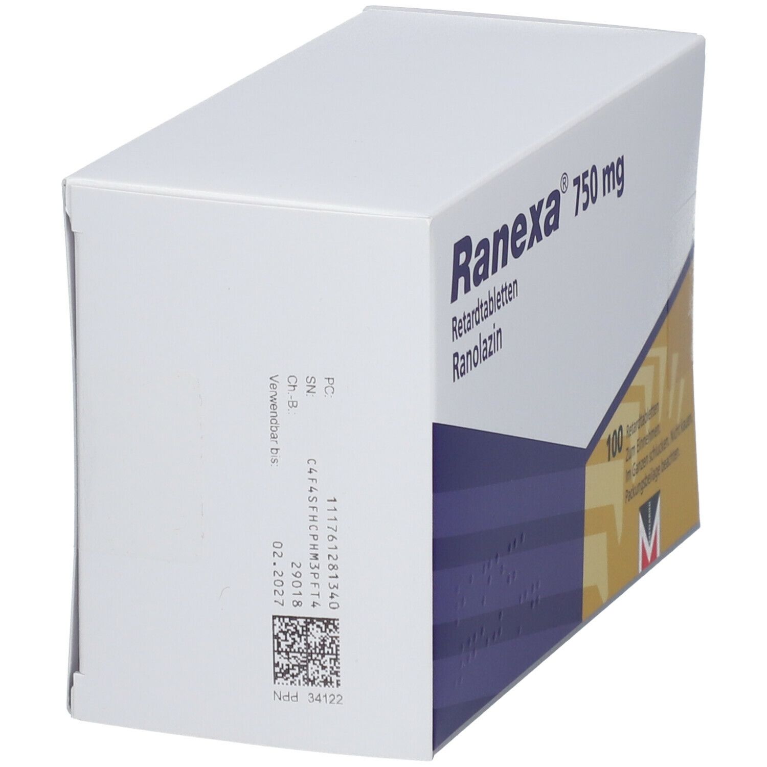 Ranexa 750 mg Retardtabletten 100 St Retard-Tabletten