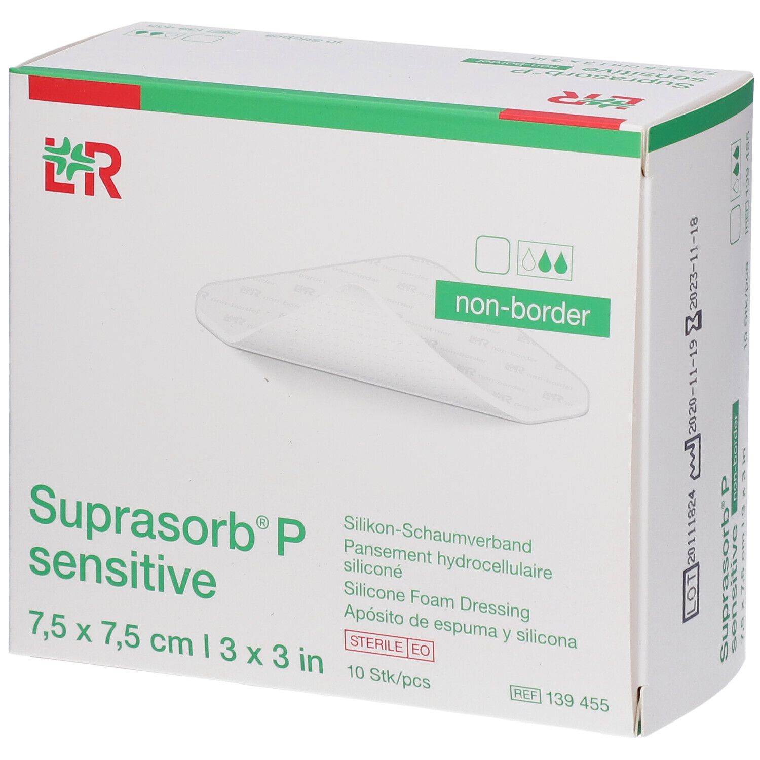 Suprasorb P sensitive PU-Schaumv.non-bor.7,5x7,5 10 St Verband