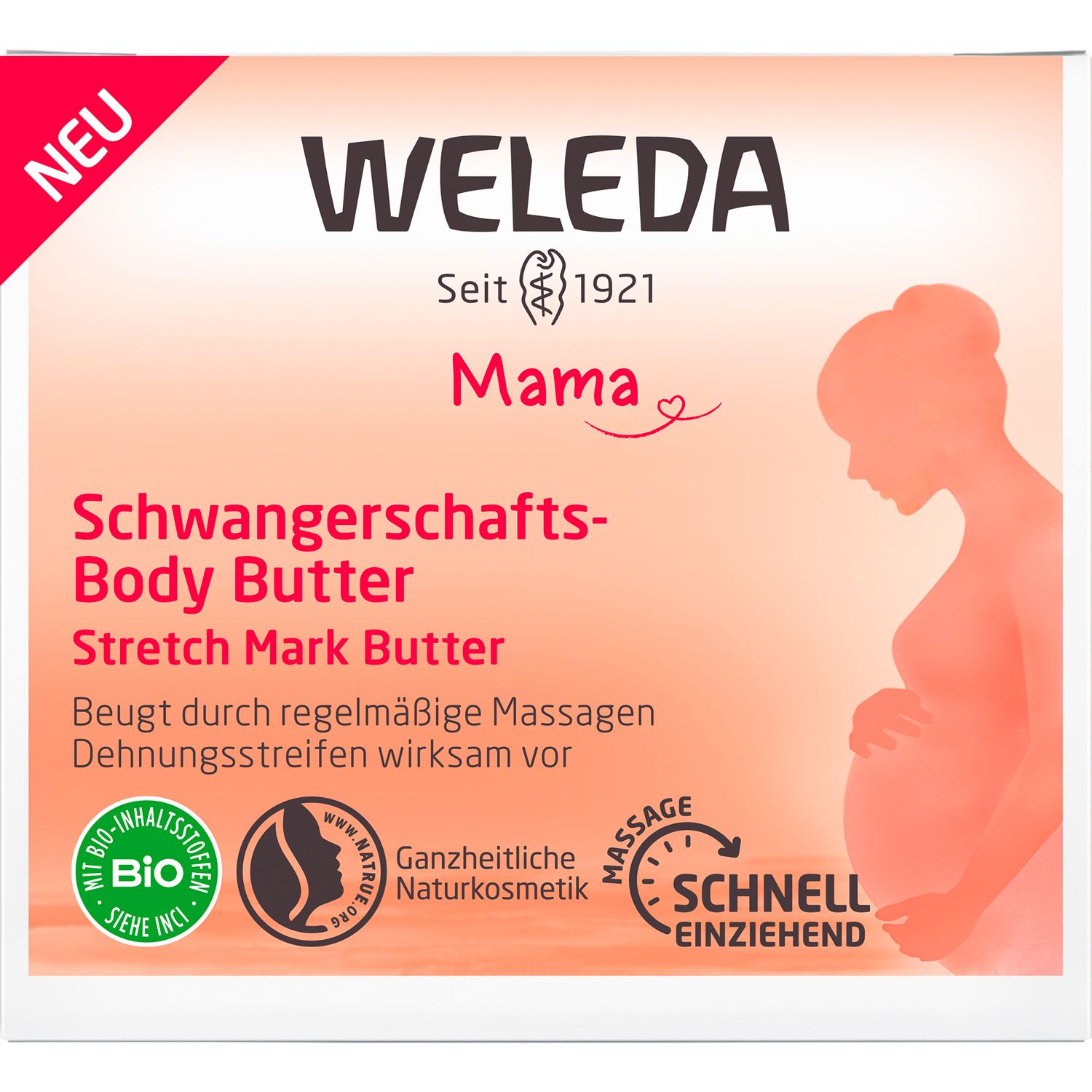 Weleda Mama Schwangerschafts-Body Butter - beugt Dehnungsstreifen vor und zieht schnell ein