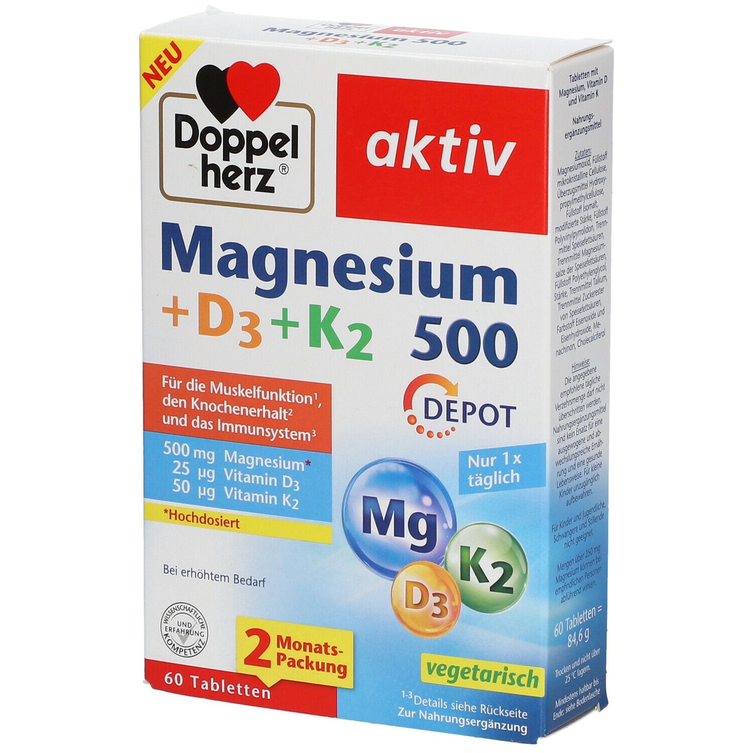Doppelherz® Magnesium + D3 + K2 500 60 St