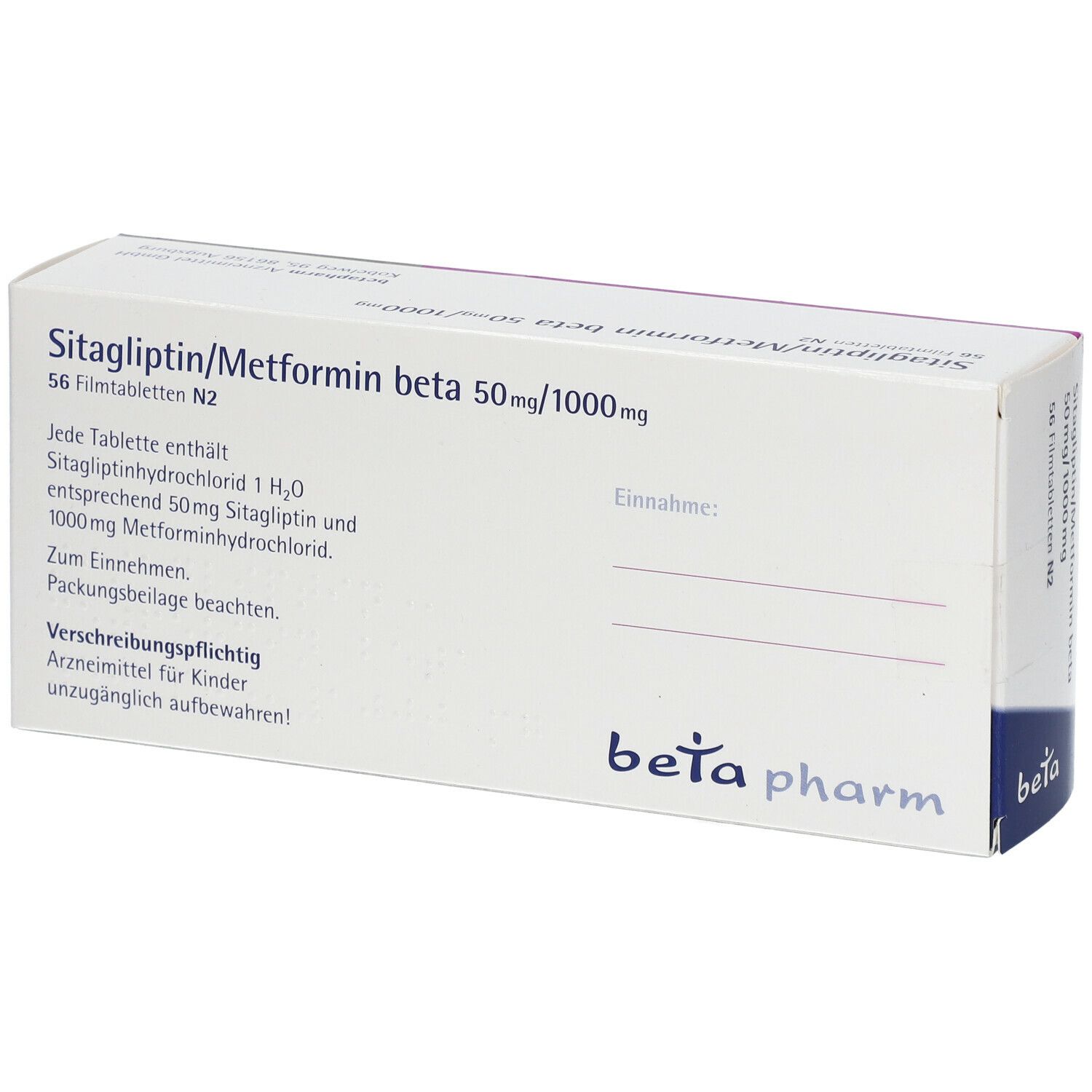 SITAGLIPTIN/Metformin Beta 50 Mg/1000 Mg Filmtabl. 56 St Mit Dem E ...