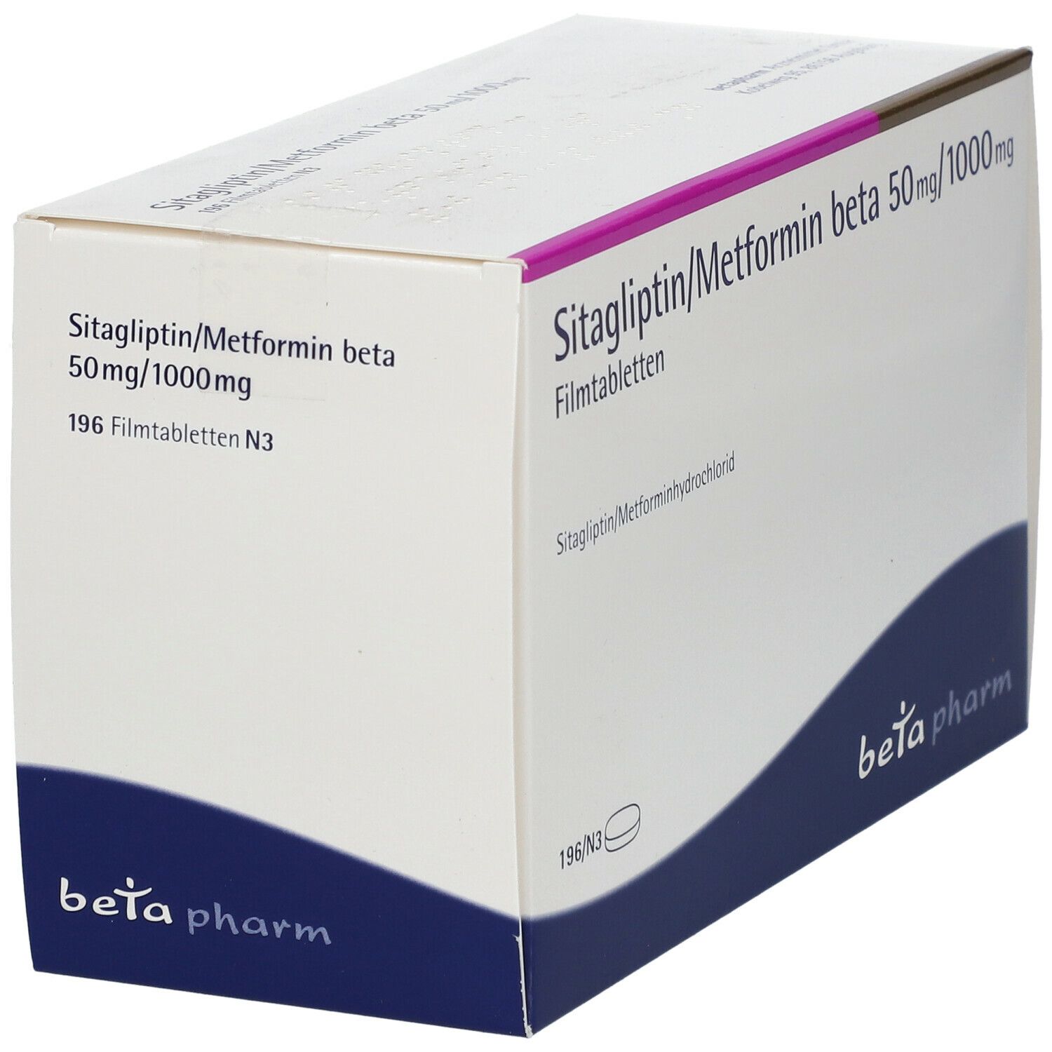 SITAGLIPTIN/Metformin beta 50 mg/1000 mg Filmtabl. 196 St Filmtabletten