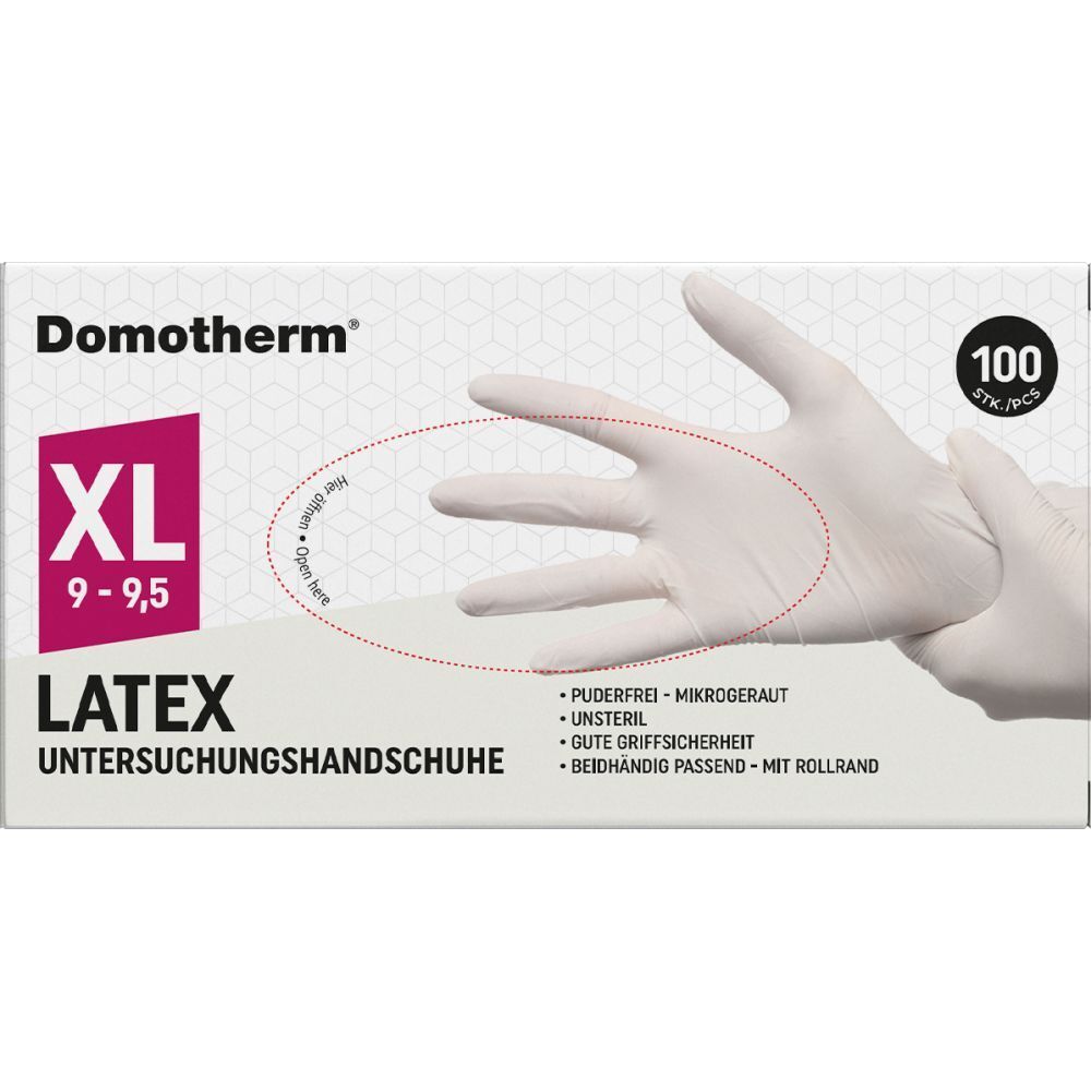Domotherm Unt.Handschuhe Latex unsteril pf XL weiß 100 St Handschuhe