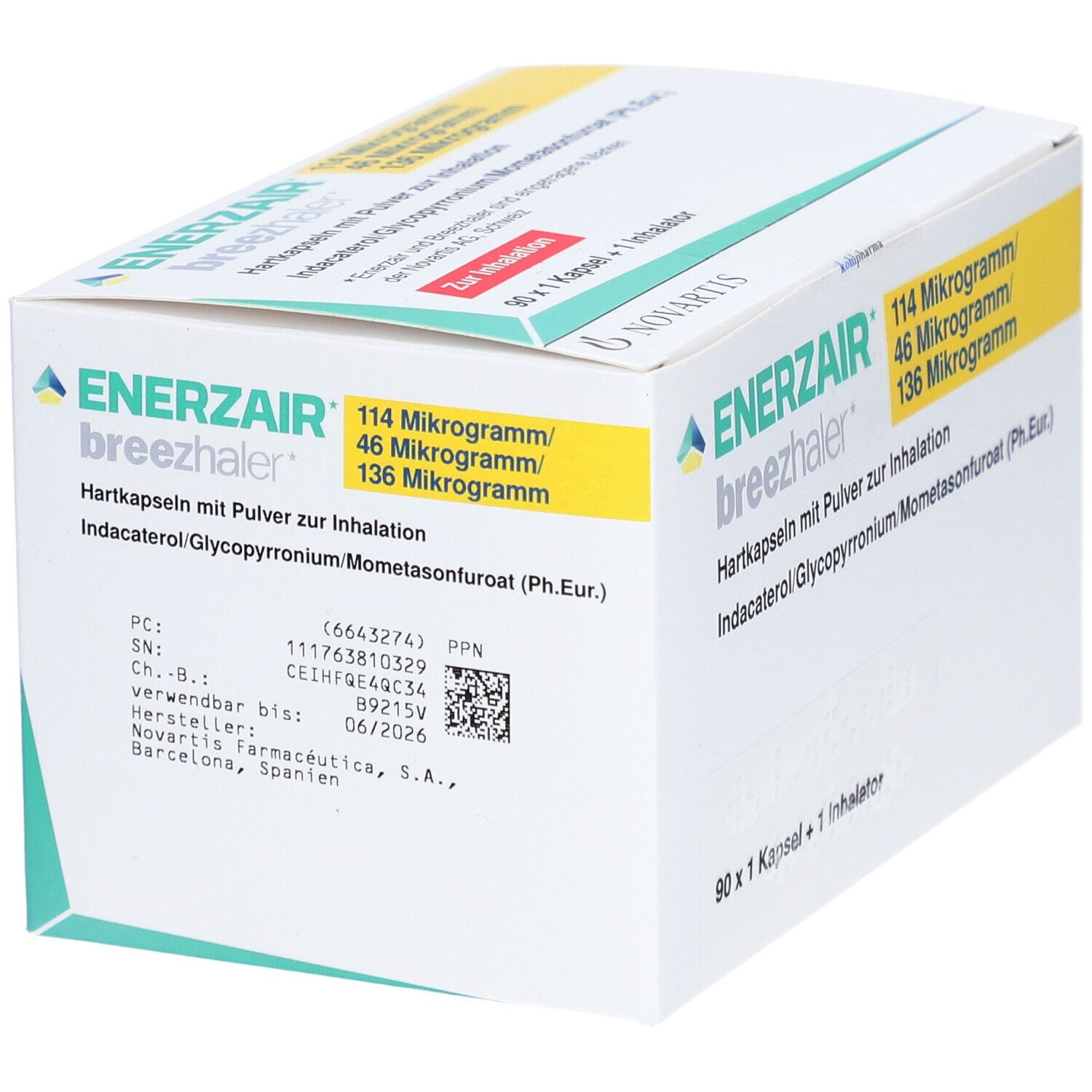 Enerzair Breezhaler 114µg/46µg/136µg Hkp.P.z.Inh. 90 St Hartkapseln mit Pulver zur Inhalation