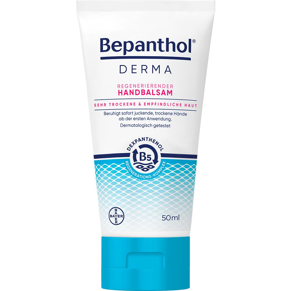 Bepanthol® Derma Regenerierender Handbalsam für die tägliche Pflege, beruhigt sofort juckende, trockene Hände, zieht sch