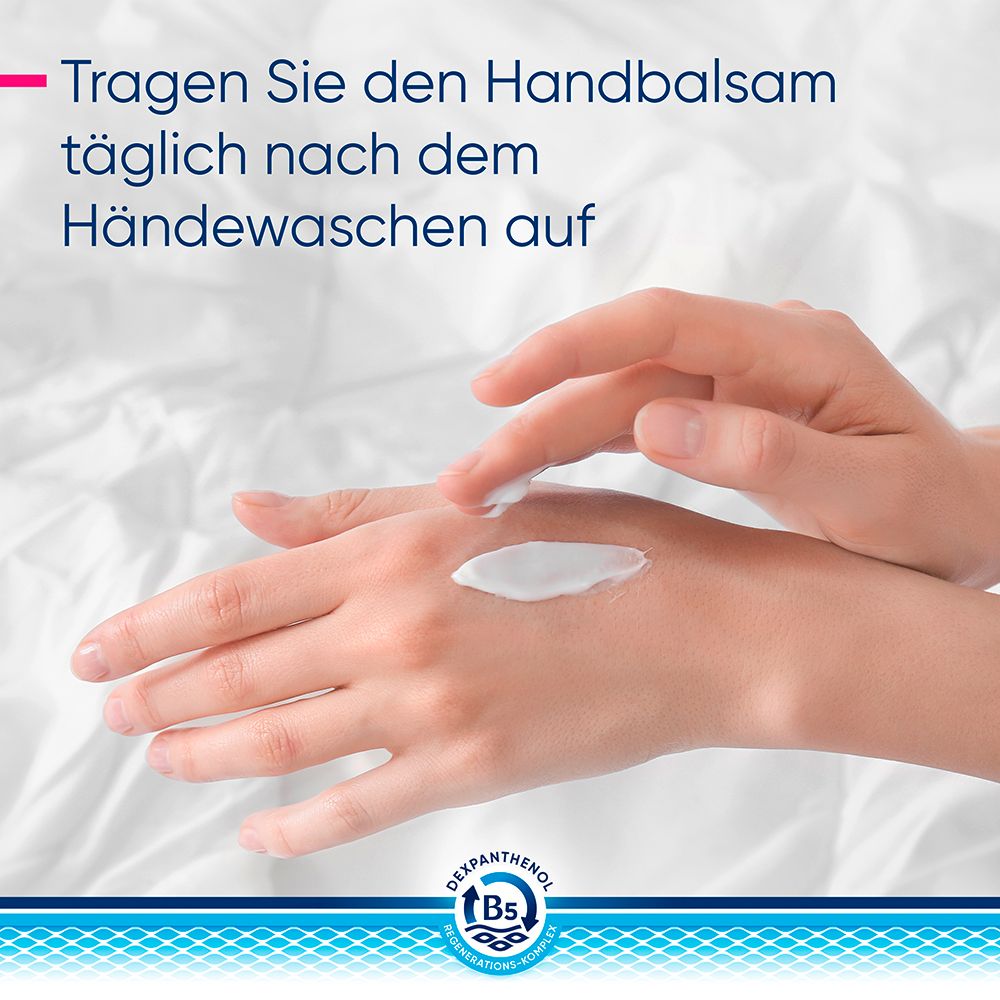 Bepanthol® DERMA Regenerierender Handbalsam für die tägliche Pflege, beruhigt sofort juckende, trockene Hände, zieht schnell ein und spendet bis zu 48h Feuchtigkeit. Mit B5-Regenerations-Komplex