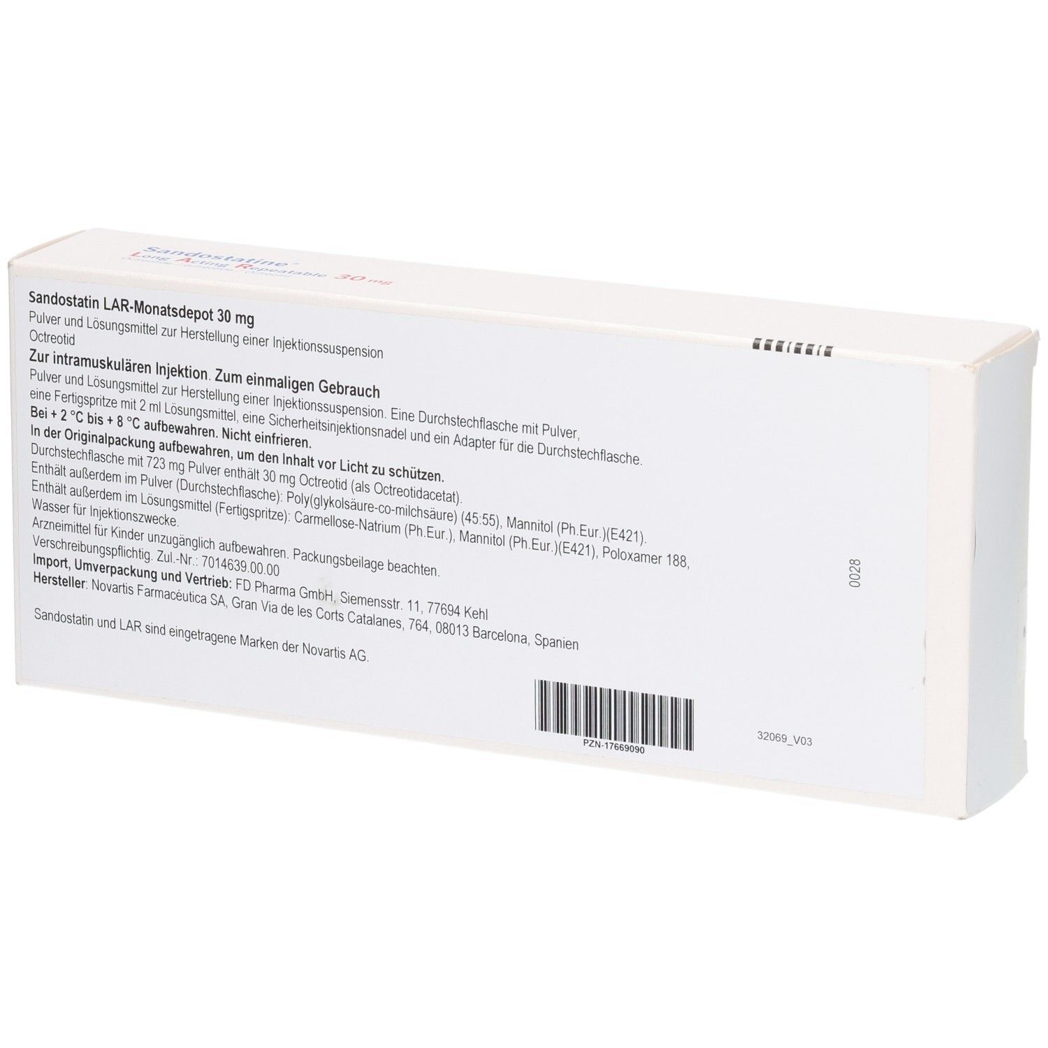 Sandostatin LAR-Monatsdepot 30 mg Pulver und Lösungsmittel zur Herstellung einer Injektionssuspension.