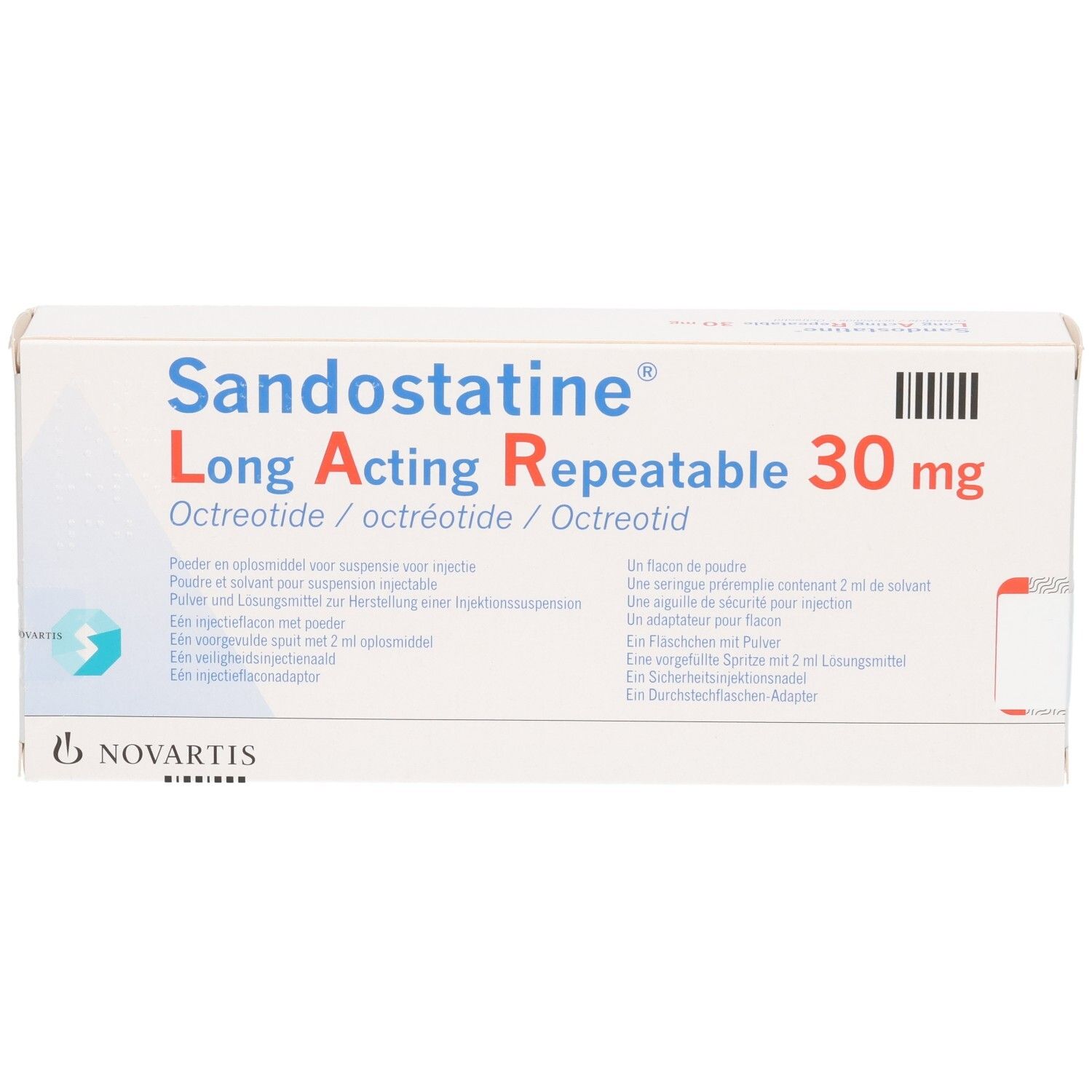 Sandostatine Long Acting Repeatable 30 mg Injektionssuspension mit Octreotid, Novartis.
