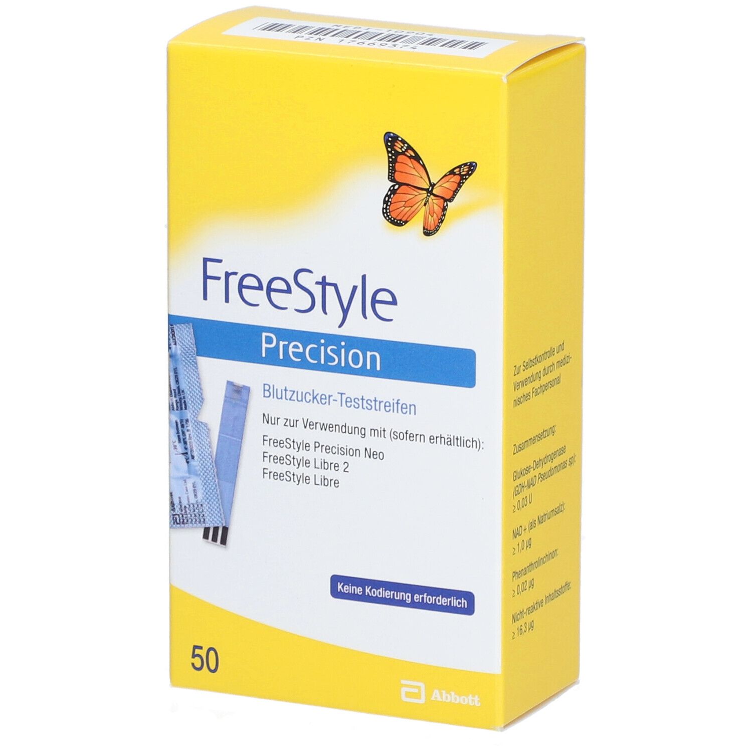 Freestyle Precision Blutzucker Teststr.o.Codierung 50 St Teststreifen