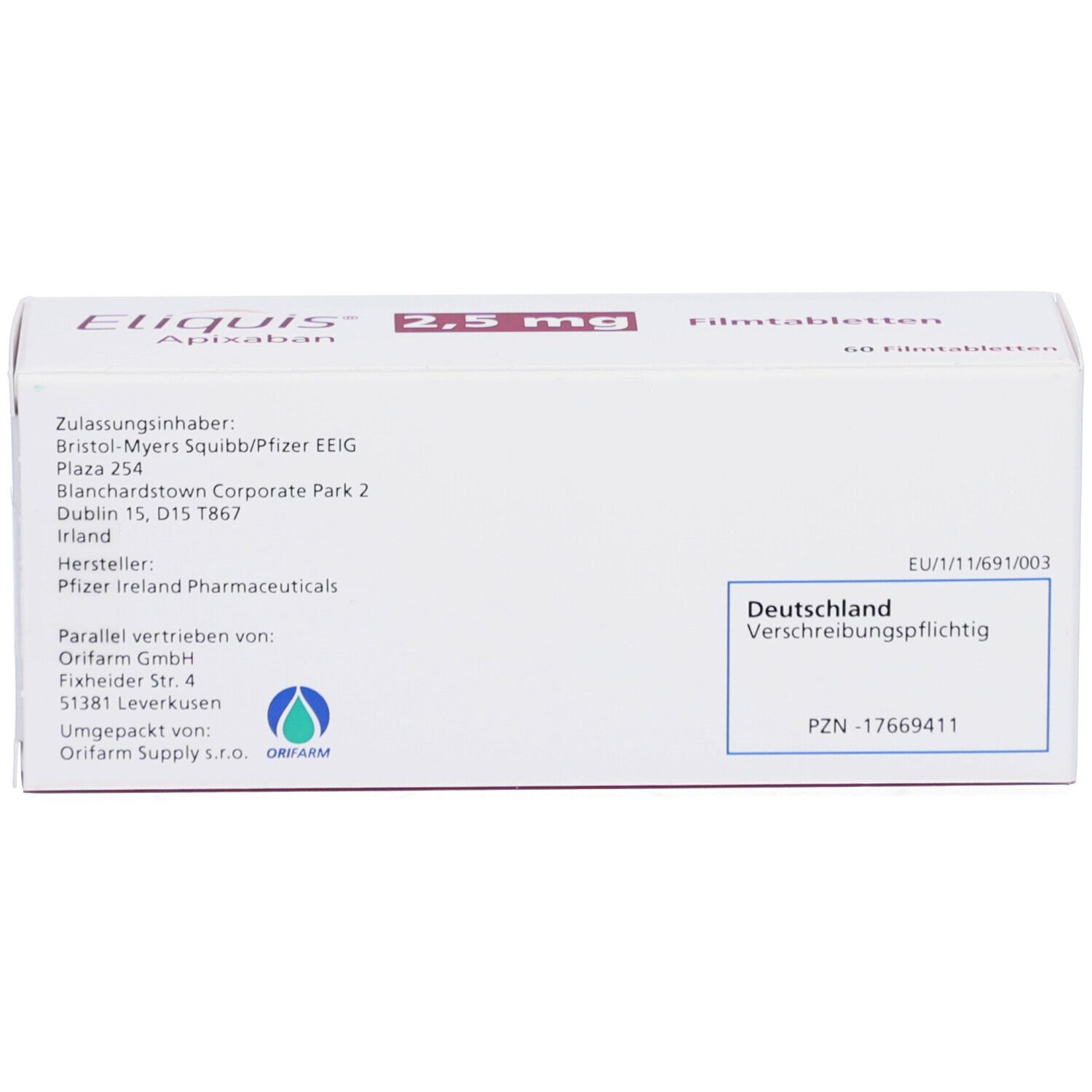 ELIQUIS 2,5 mg Filmtabletten