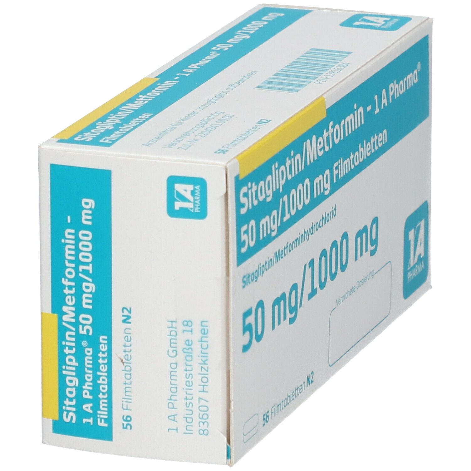 SITAGLIPTIN/Metformin-1A Pharma 50 Mg/1000 Mg FTA 56 St Mit Dem E ...