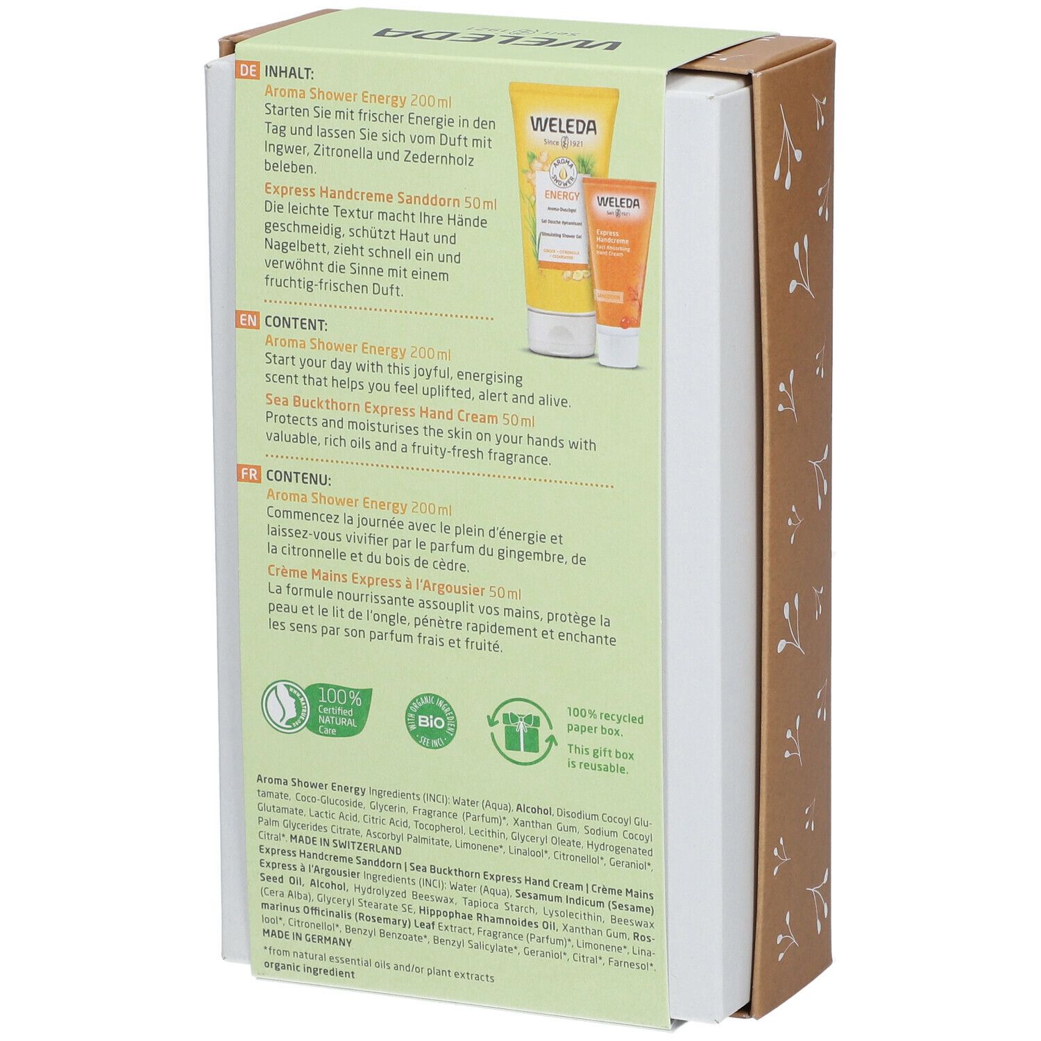 Weleda Ein Geschenk der Natur Geschenkset Aroma Shower Energy + Express Handcreme Sanddorn
