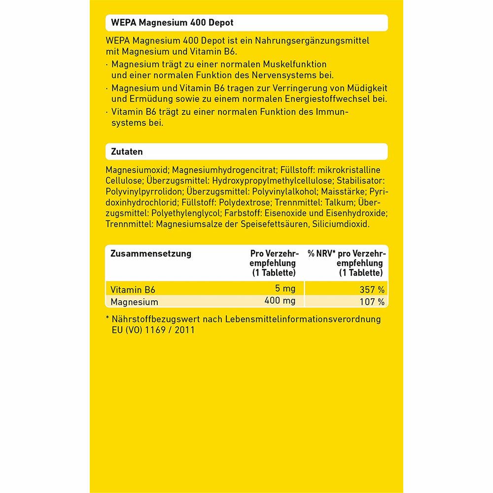 Wepa Magnesium 400 Depot + B6 Tabletten