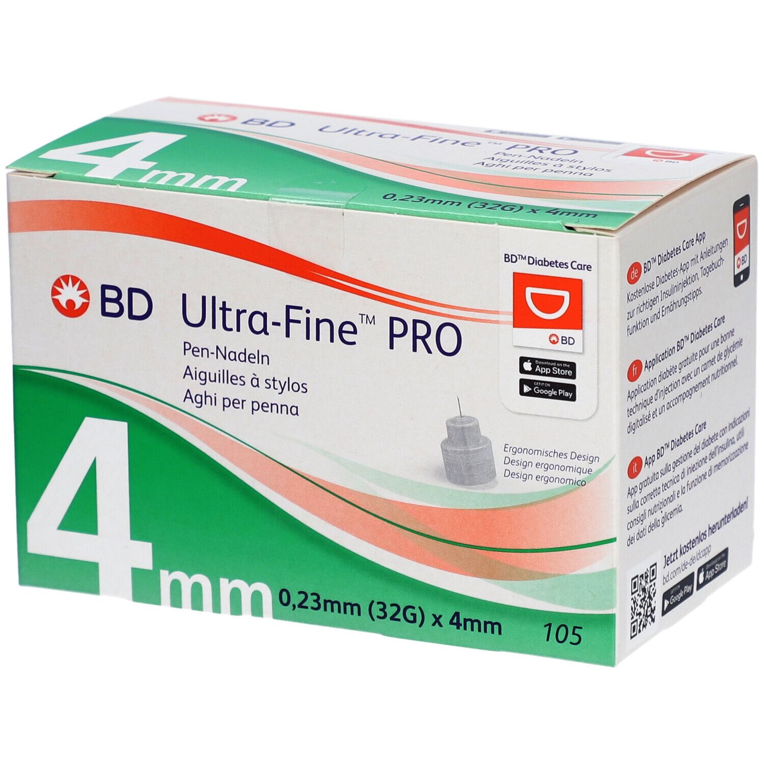 BD Ultra-Fine PRO Pen-Nadeln 4 mm 32 G 0,23 105 St Kanüle