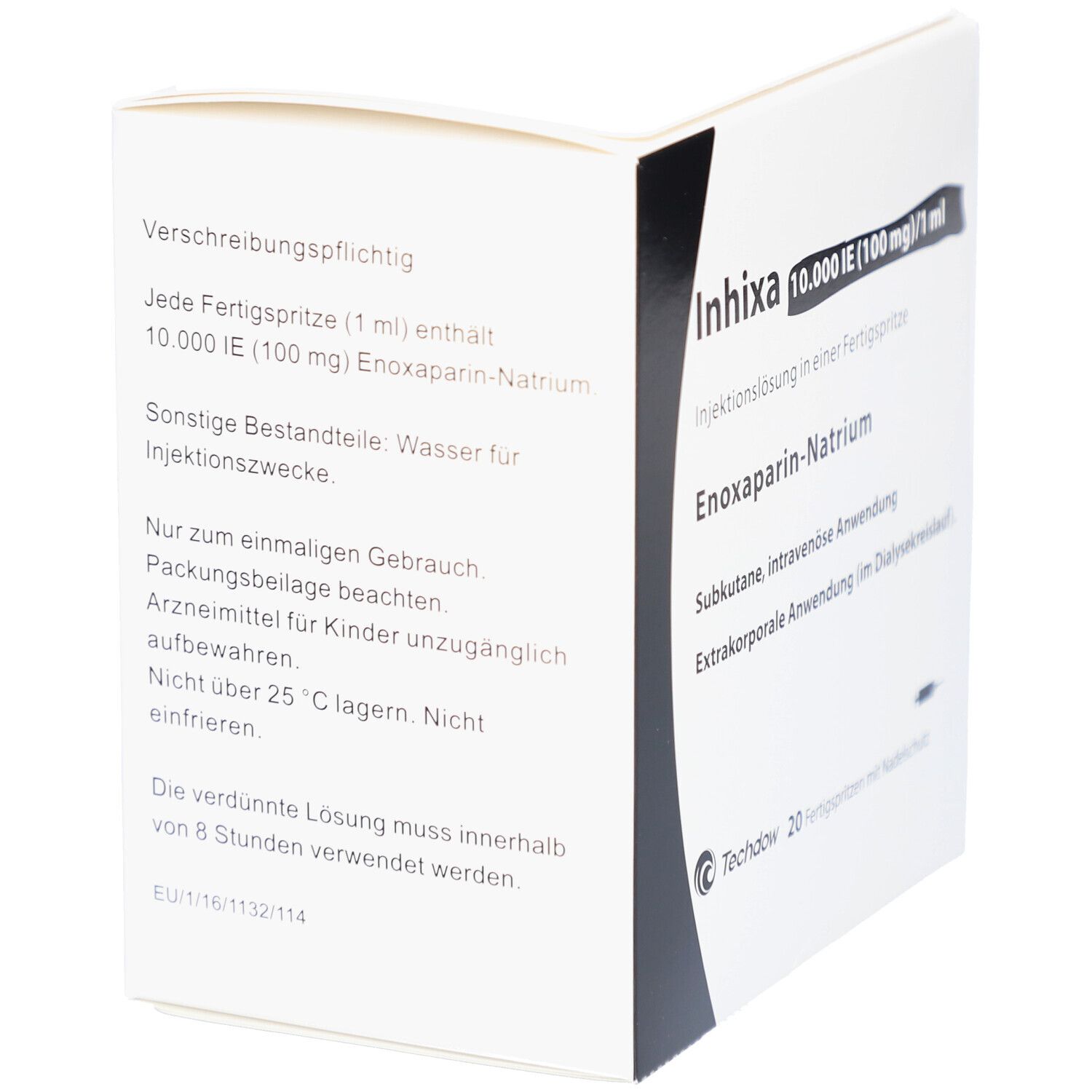 Weiße Schachtel mit Text. Enthält Informationen zur Anwendung und Lagerung. Text in Deutsch.