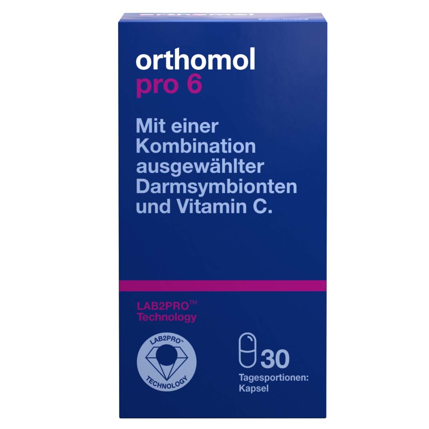 Orthomol Pro 6 - mit einer Kombination ausgewählter Darmsymbionten und Vitamin C - Kapseln