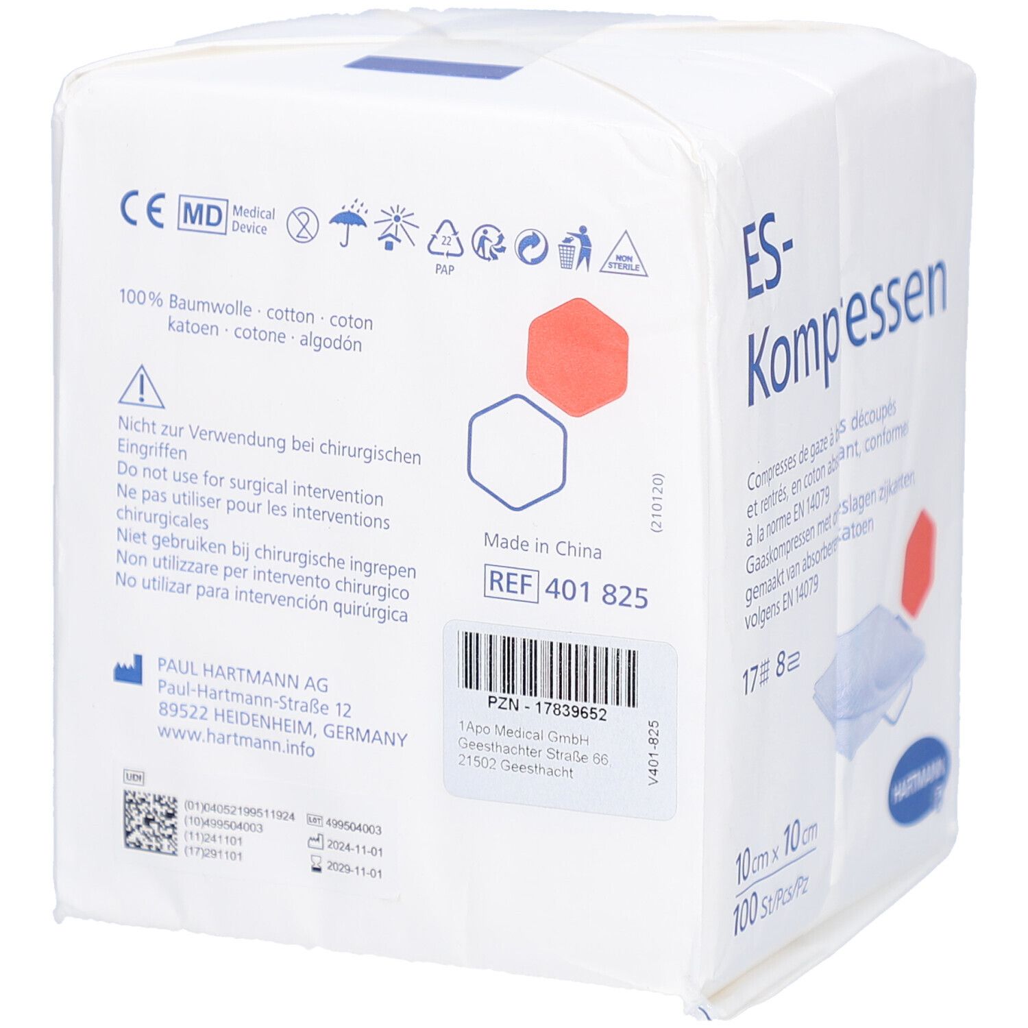 HARTMANN ES-Kompressen 10 cm x 10 cm unsteril