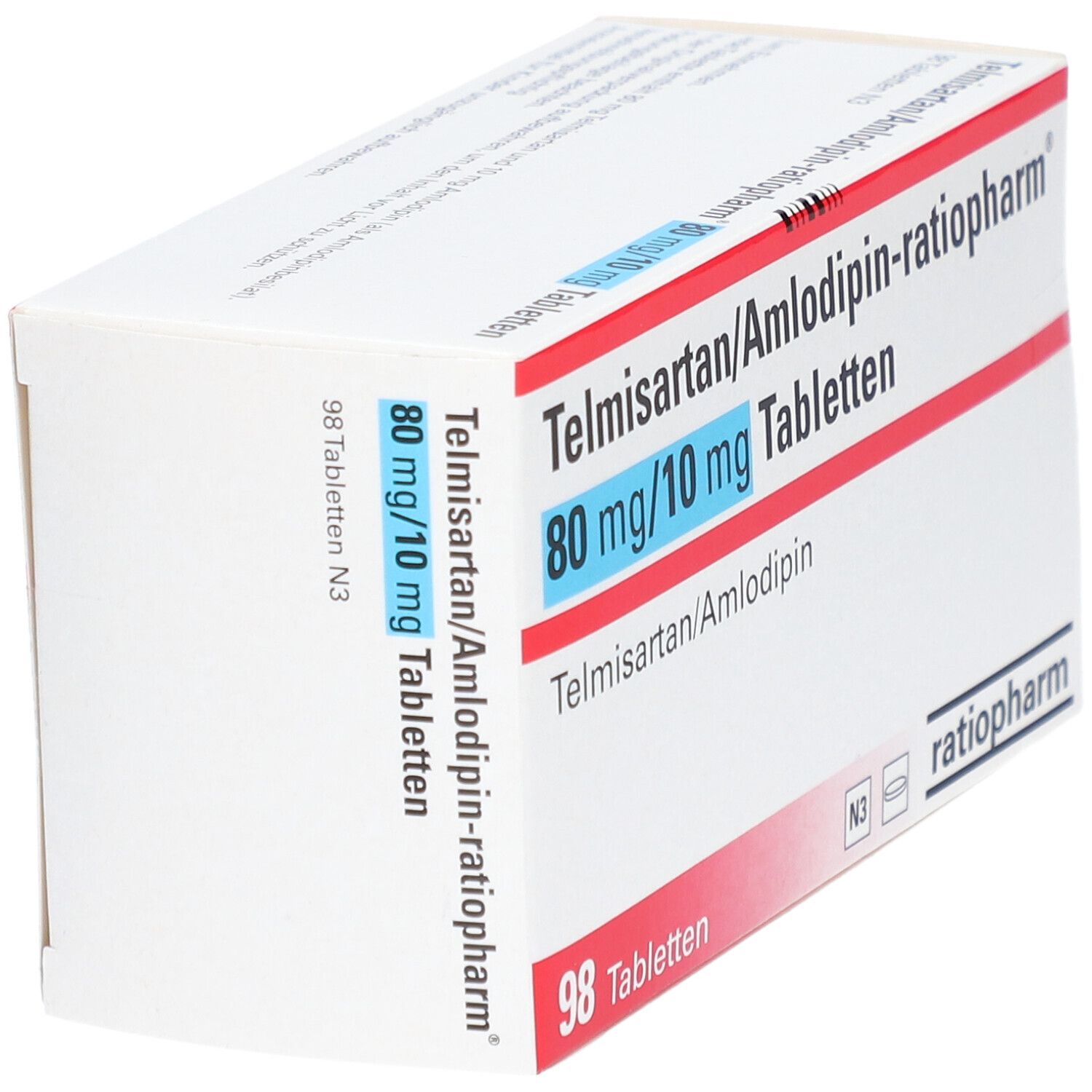 TELMISARTAN/Amlodipin-ratiopharm 80 mg/10 mg Tabl. 98 St Tabletten