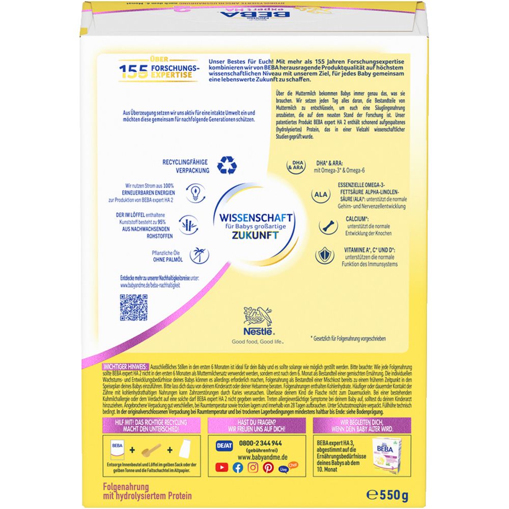 Nestlé Beba® Expert HA 2 Folgemilch ab dem 7. Monat