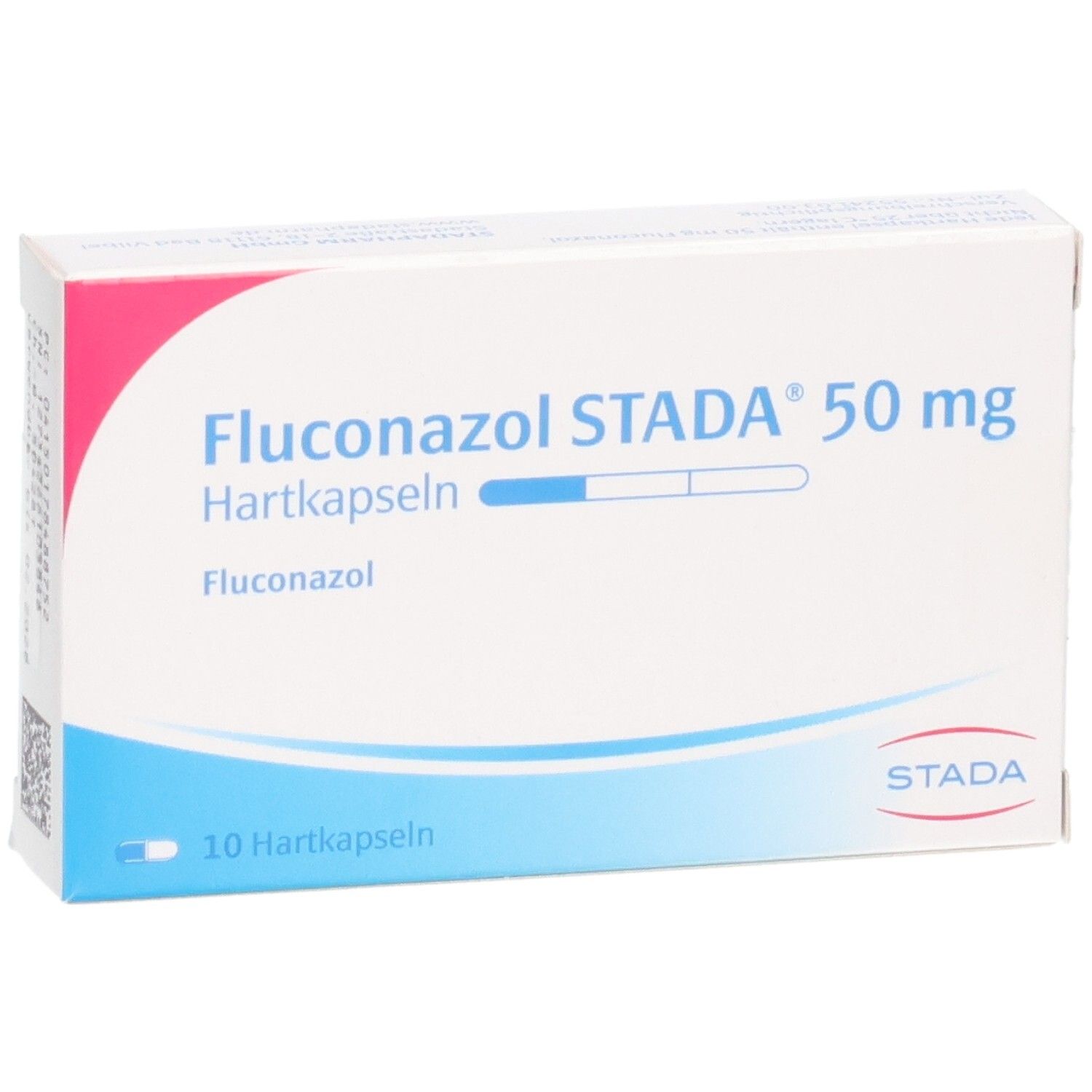 Packung Fluconazol STADA 50 mg Hartkapseln, 10 Stück, mit STADA Logo.