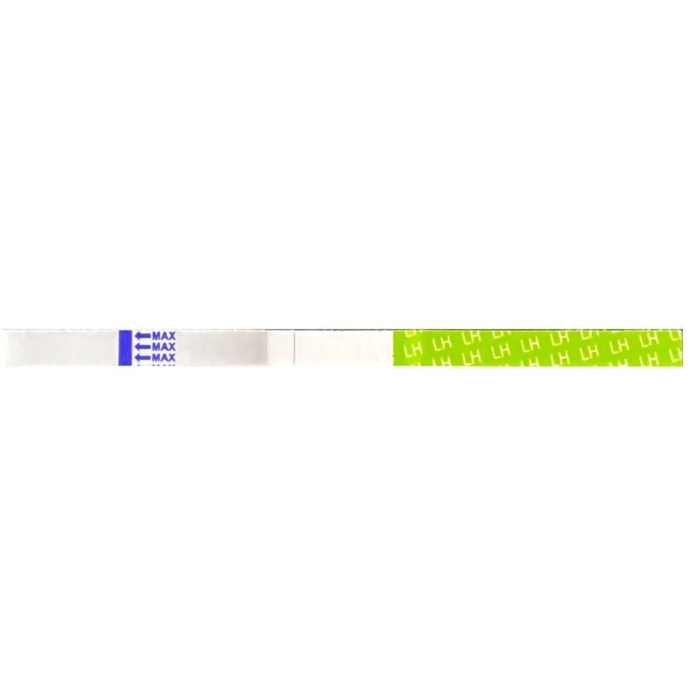 Ovulationstest-Streifen mit Markierungen für Kontrolllinie und Testlinie.