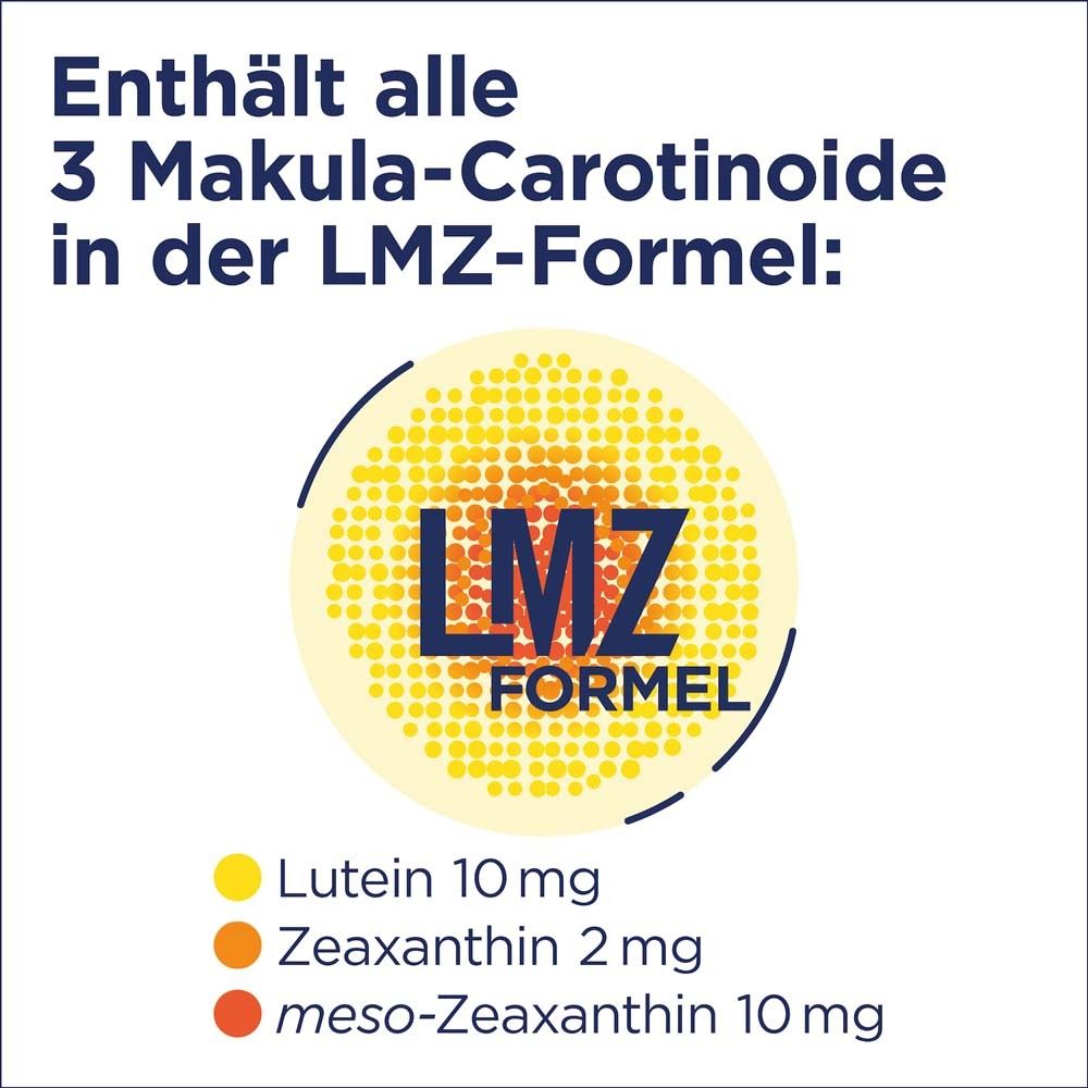 Grafik mit LMZ-Formel. Enthält Lutein, Zeaxanthin und meso-Zeaxanthin.