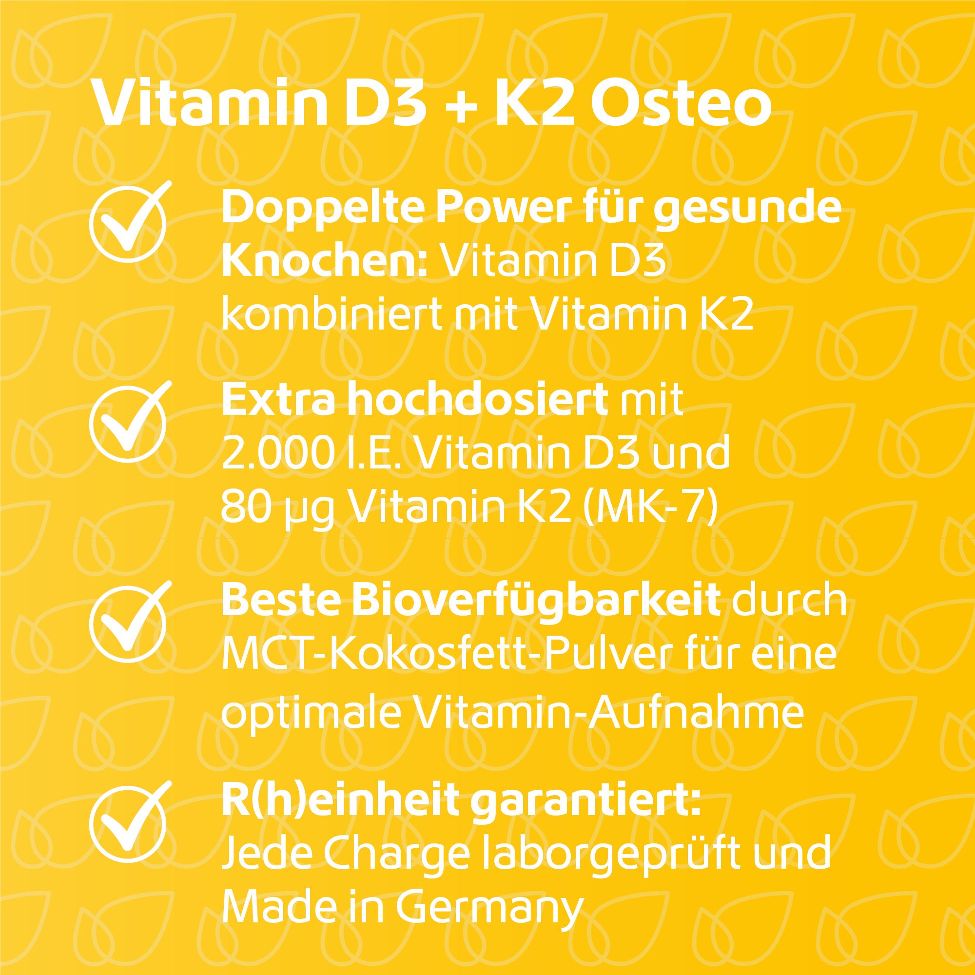 R(h)ein Nutrition Vitamin D3 + K2 Osteo 2.000 I.E. Vitamin D3 + 80 µg Vitamin K2
