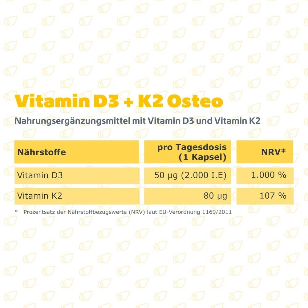 R(h)ein Nutrition Vitamin D3 + K2 Osteo 2.000 I.E. Vitamin D3 + 80 µg Vitamin K2