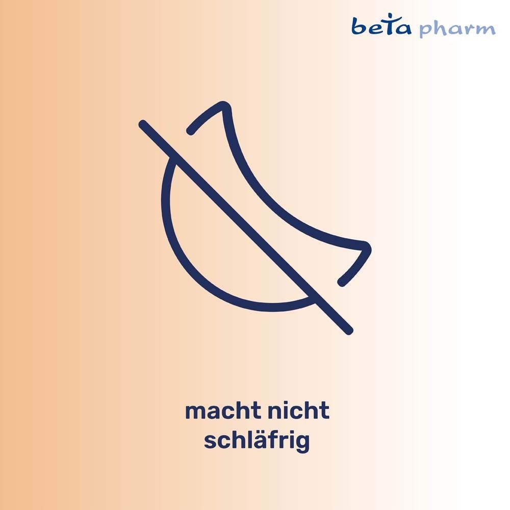 Illustration eines Mondes mit einem diagonalen Strich. Text: macht nicht schläfrig.