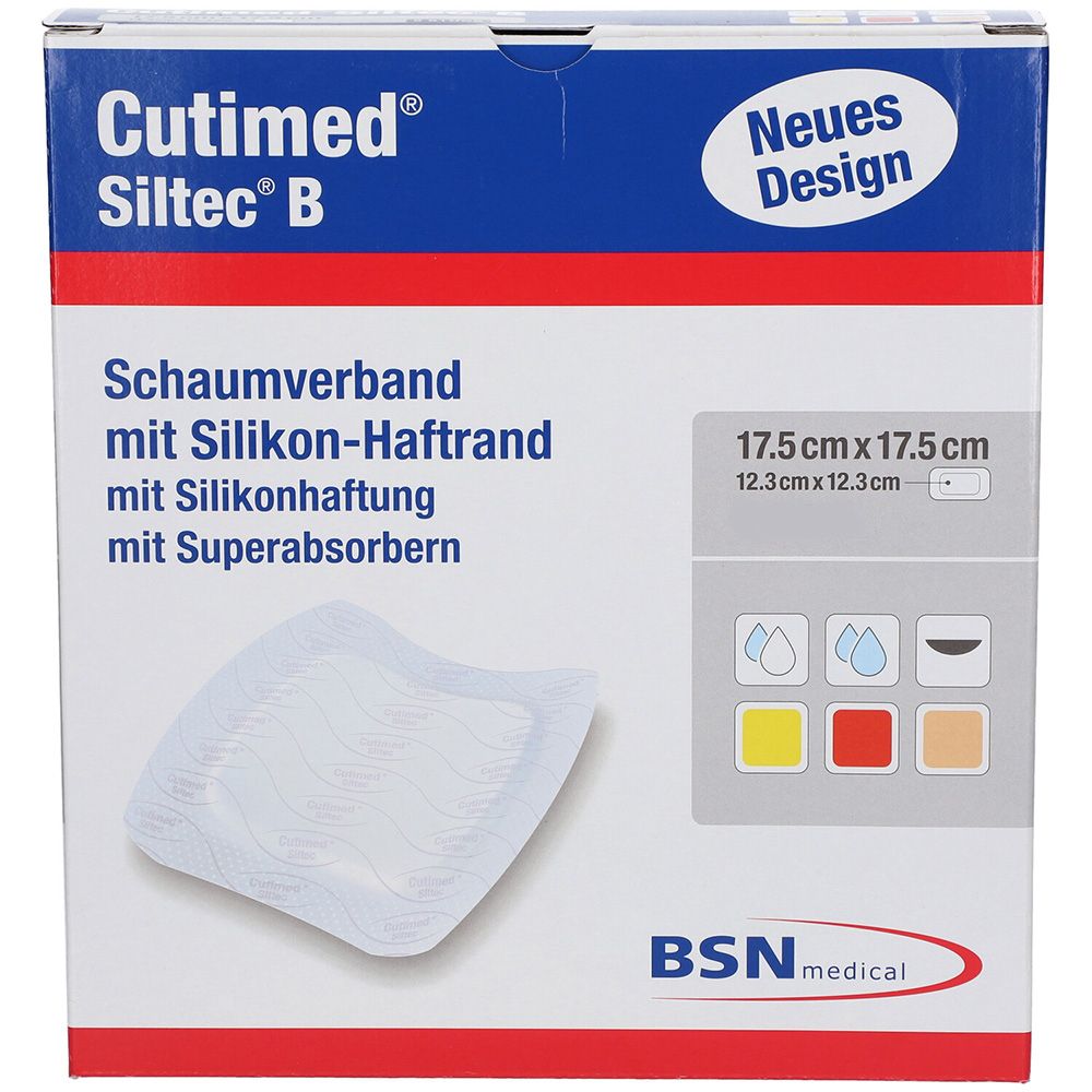 Cutimed Siltec B Schaumverb.17,5x17,5 cm m.Haftr. 5 St Kompressen