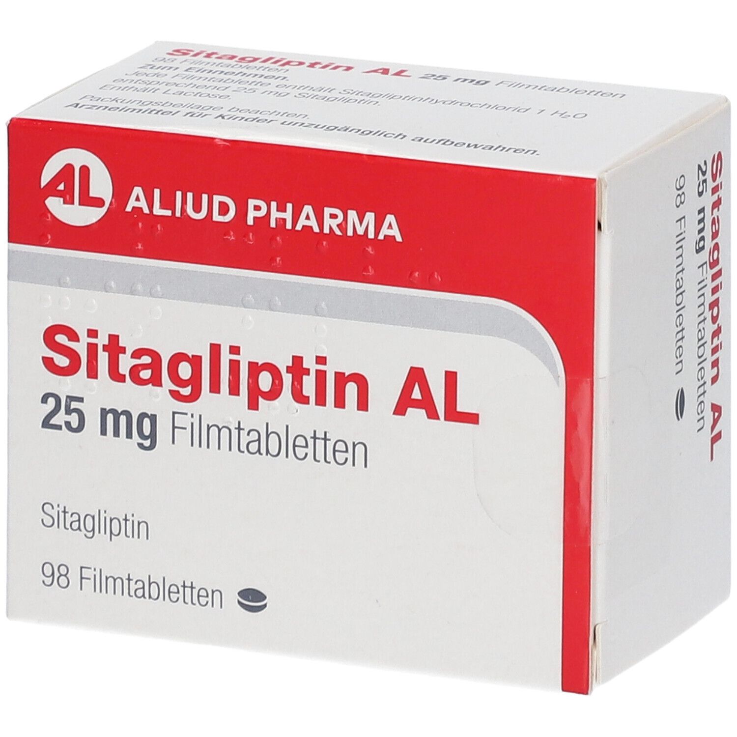 Sitagliptin AL 25 mg Filmtabletten Schachtel, 98 Filmtabletten.