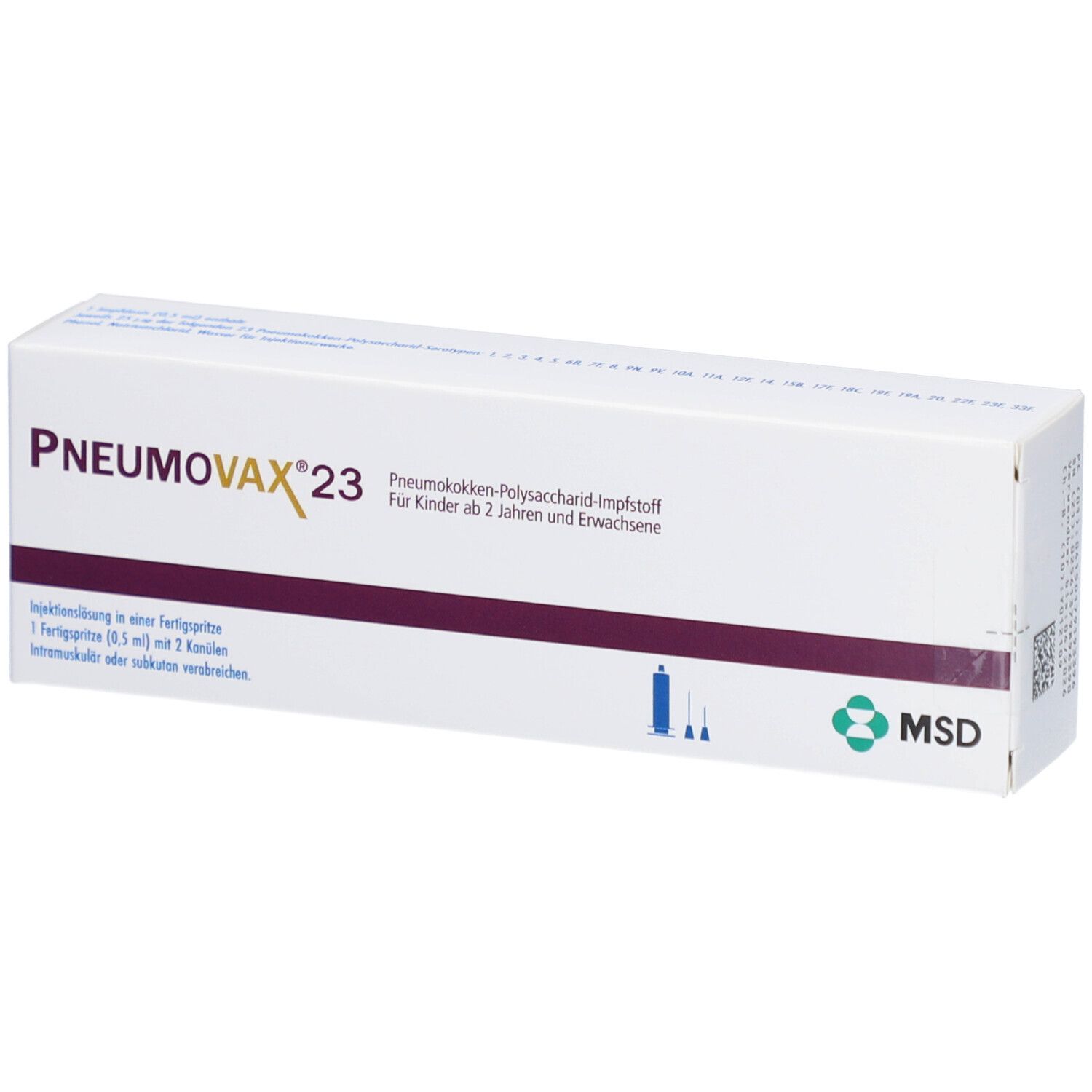 PNEUMOVAX 23 Inj.L.i.e.Fertigspr.+2 beigef.Kanülen